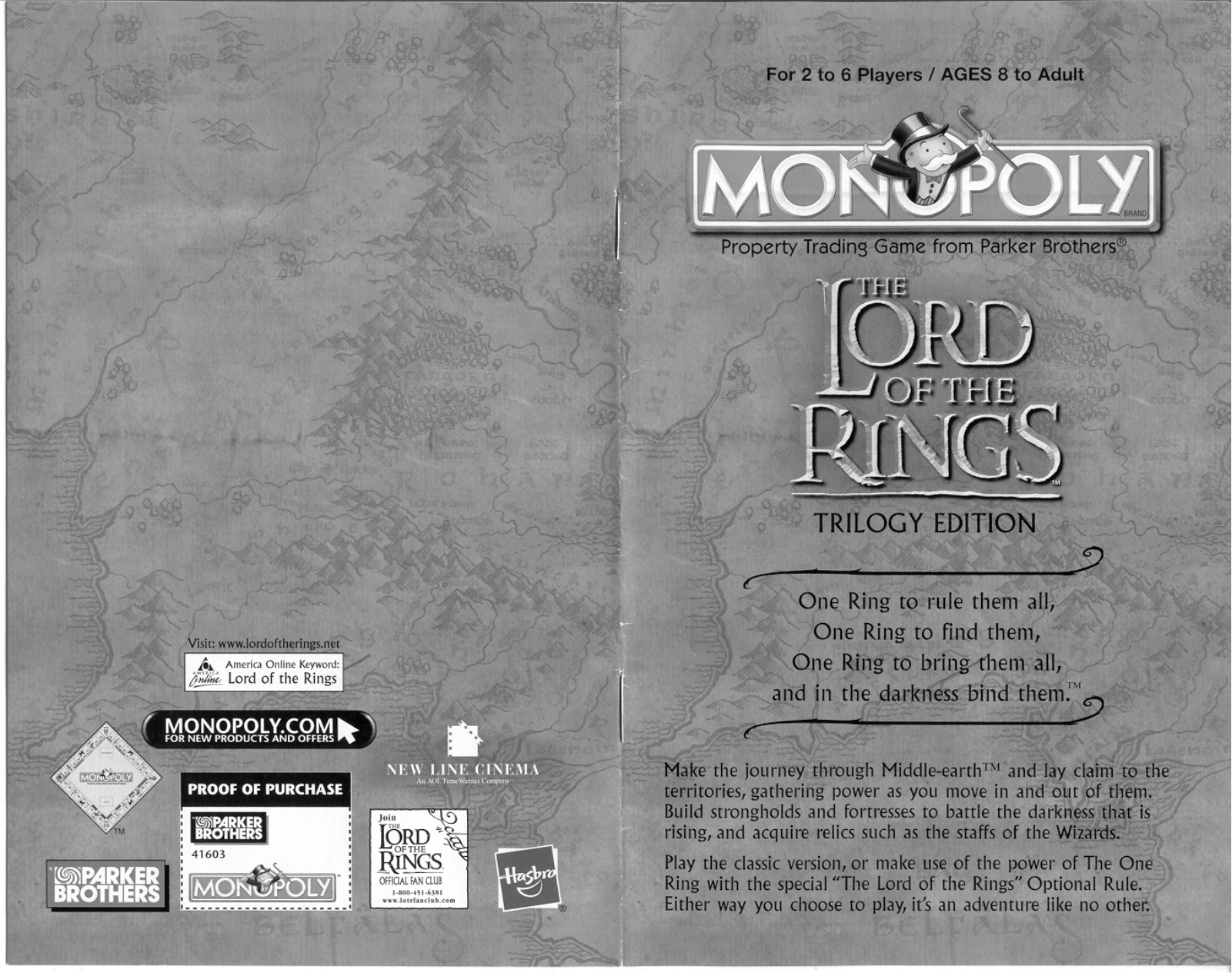 HASBRO Monopoly Lord of the Rings User Manual
