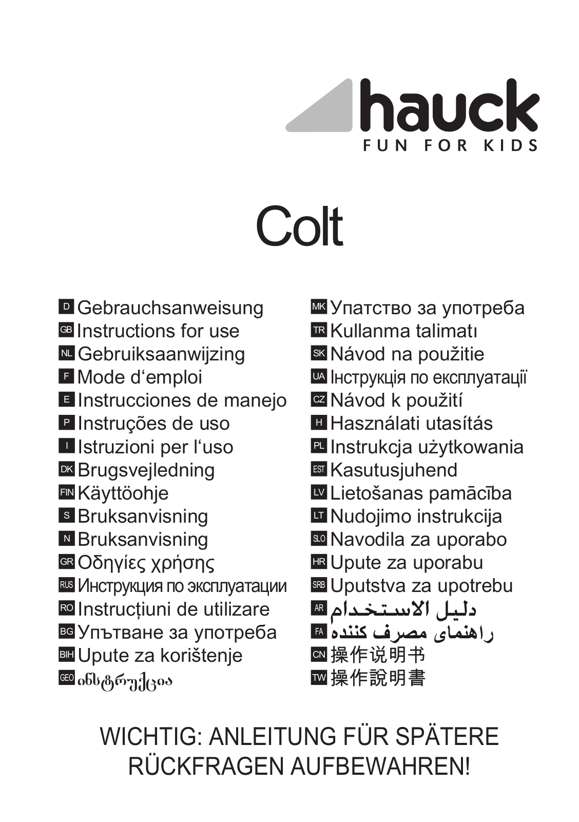 Hauck Colt User Manual