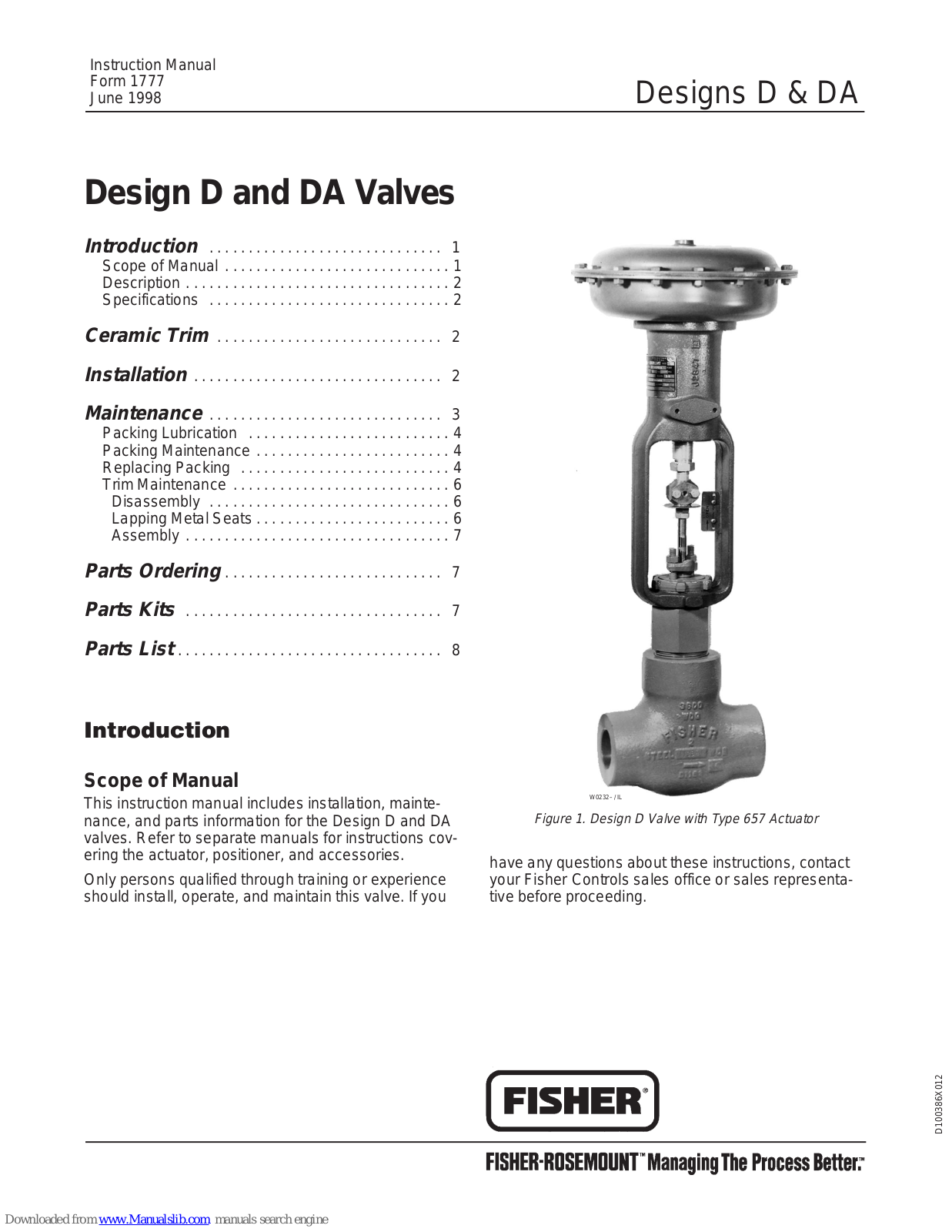 Fisher D Series, DA Series Instruction Manual