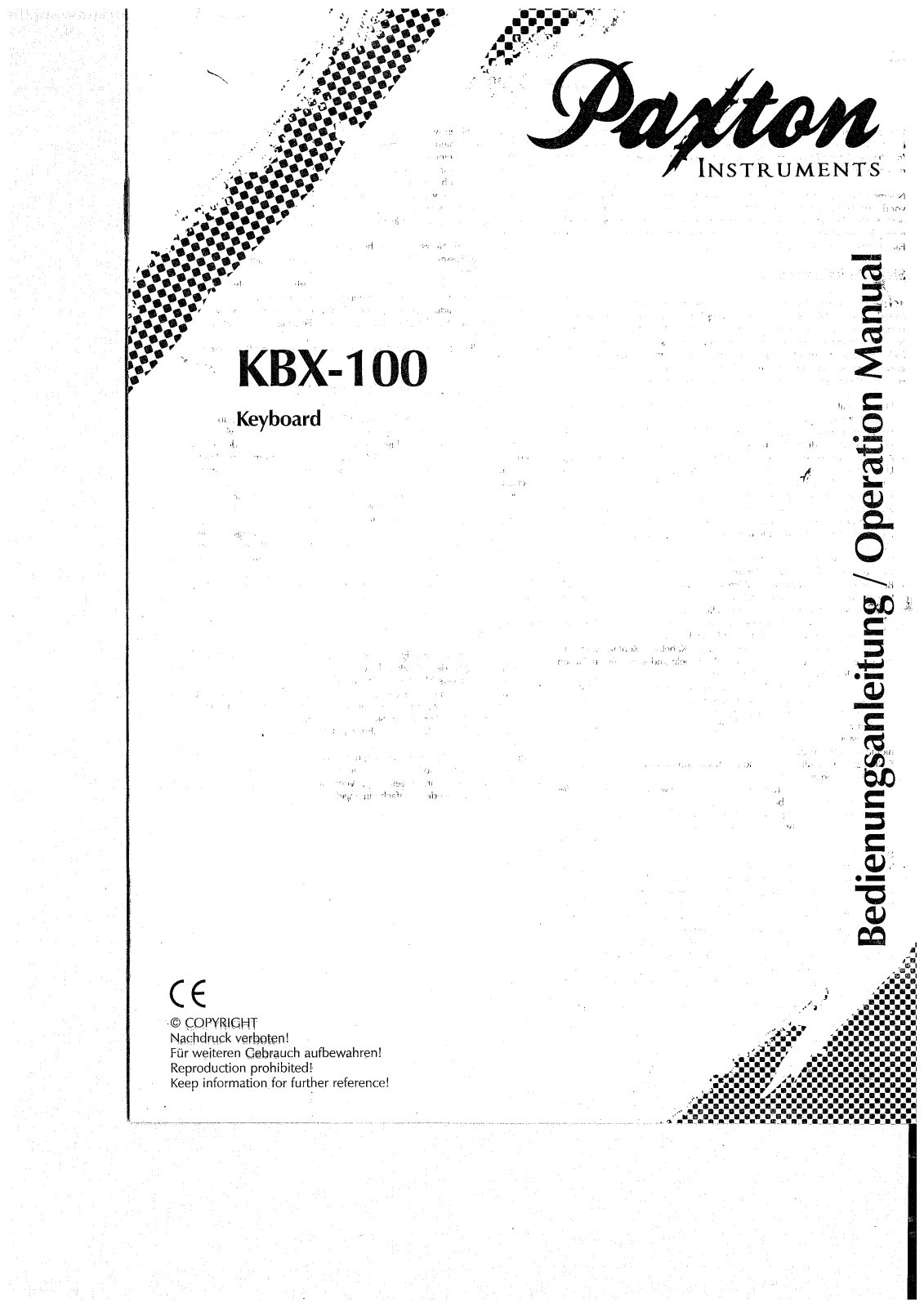 Paxton KBX-100 Operation Manual