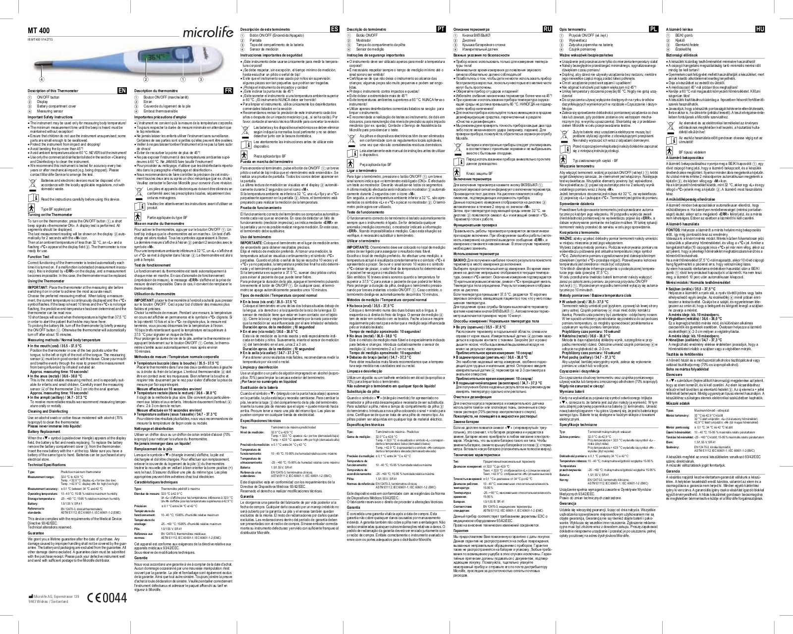 Microlife MT 400 Navigation Manual