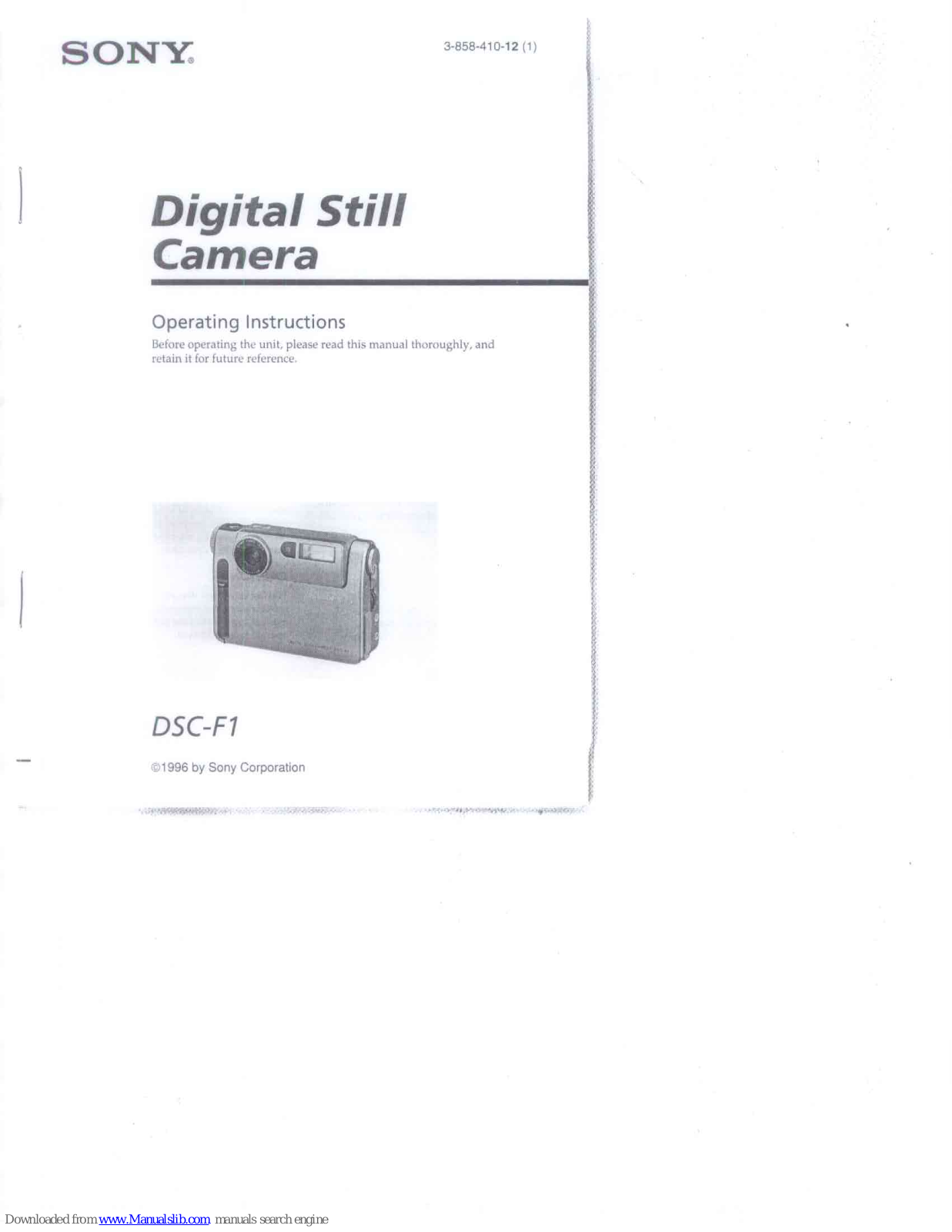 Sony DSC-F1 Operating Instructions (primary manual) Operating Instructions Manual