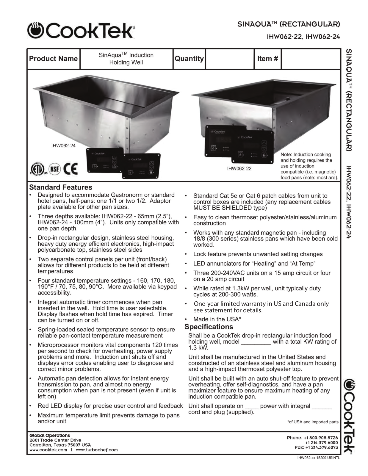 Cooktek IHW062-22 User Manual