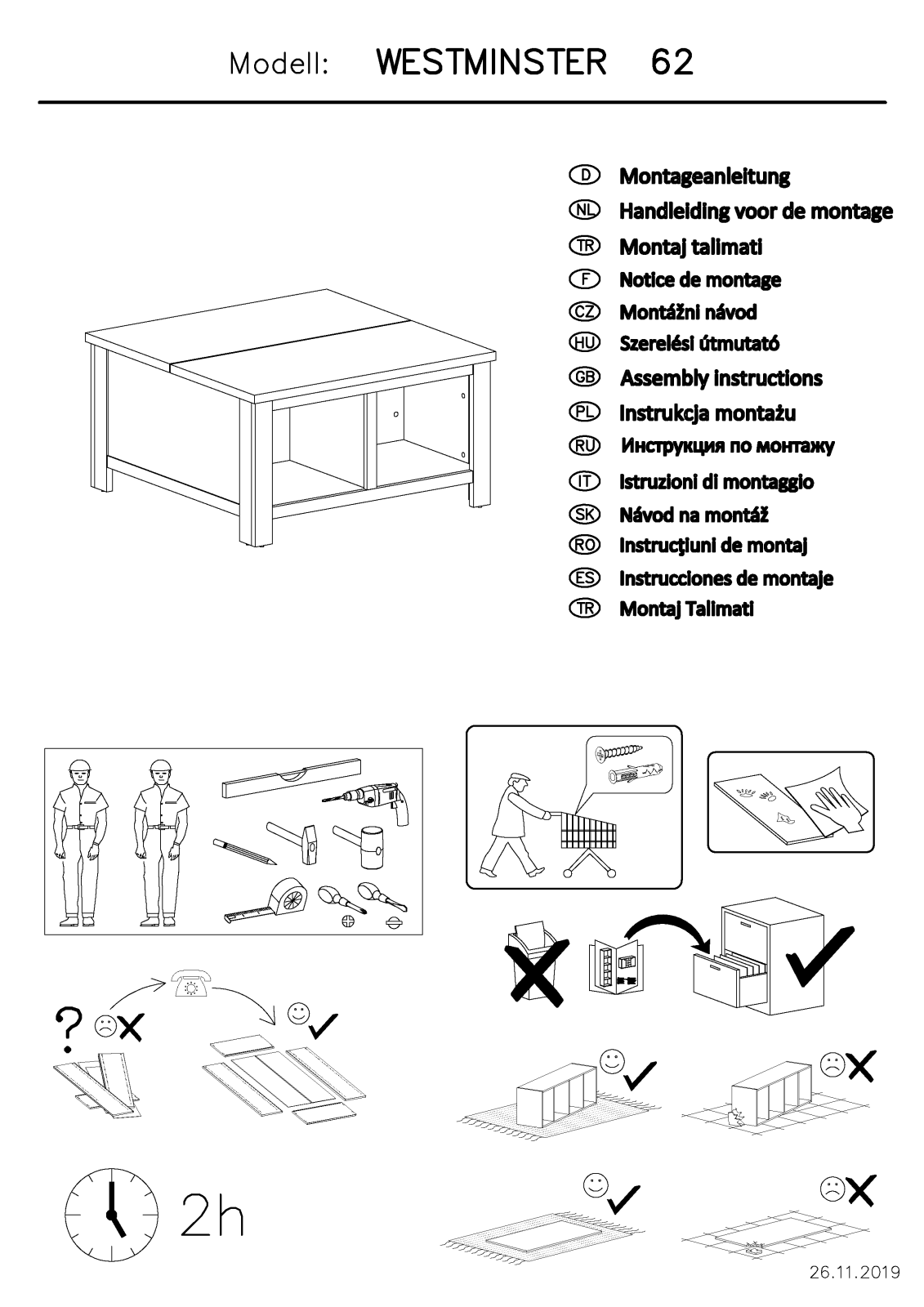 Home affaire Westminster S Assembly instructions