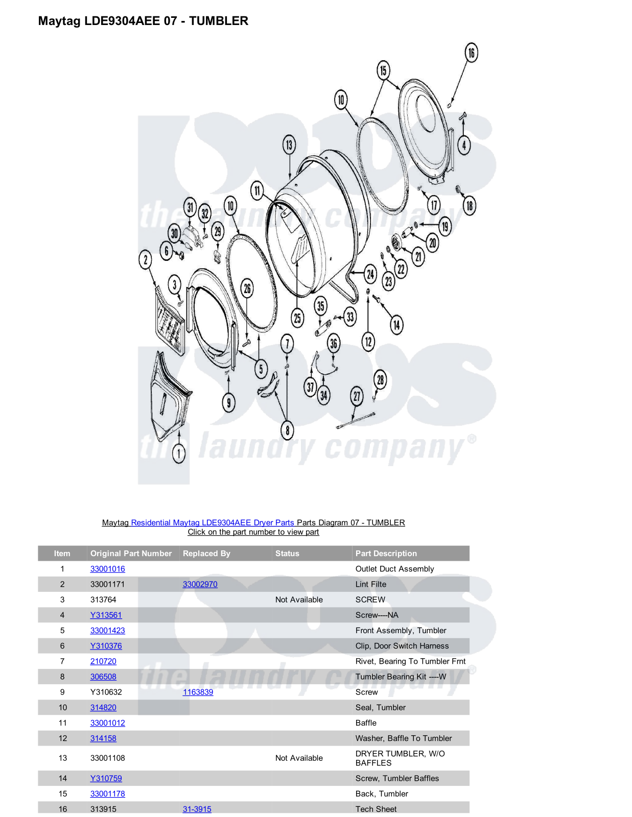 Maytag LDE9304AEE Parts Diagram