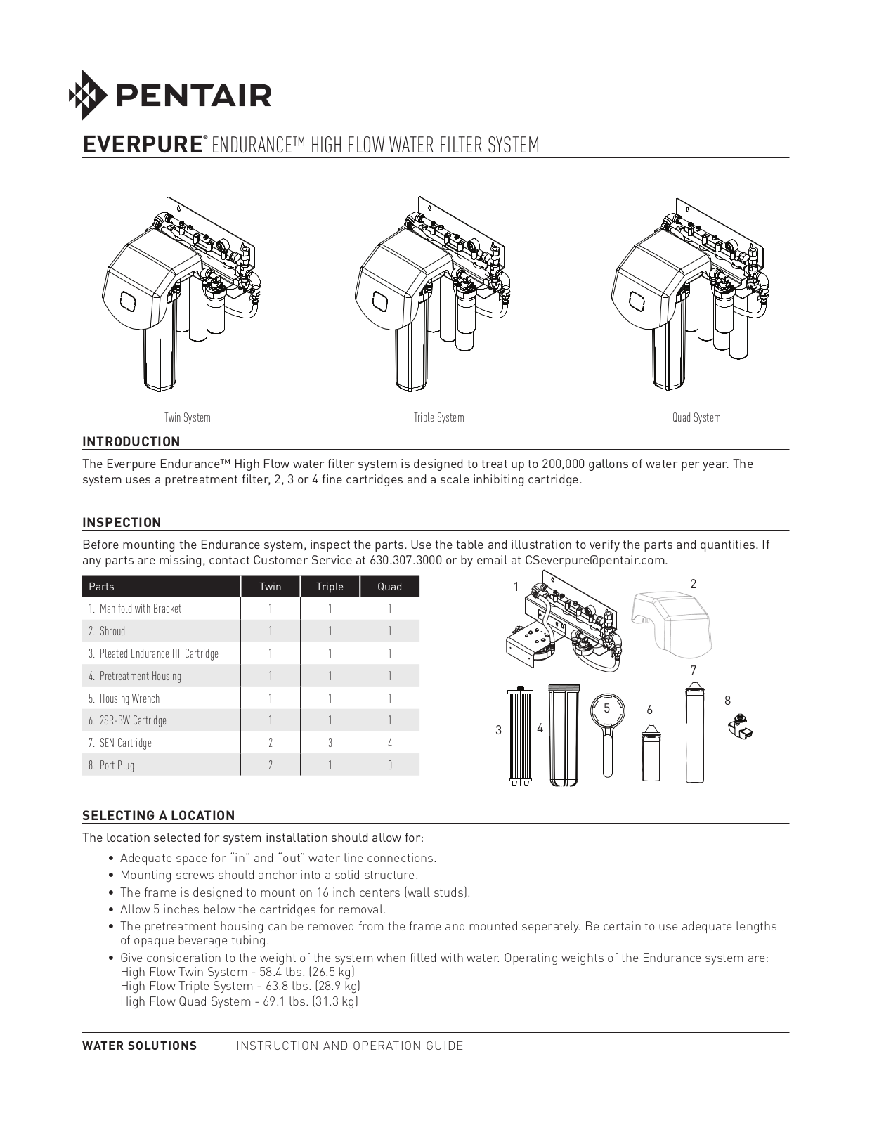 Pentair EV962870, EV962872, EV962871 User Manual