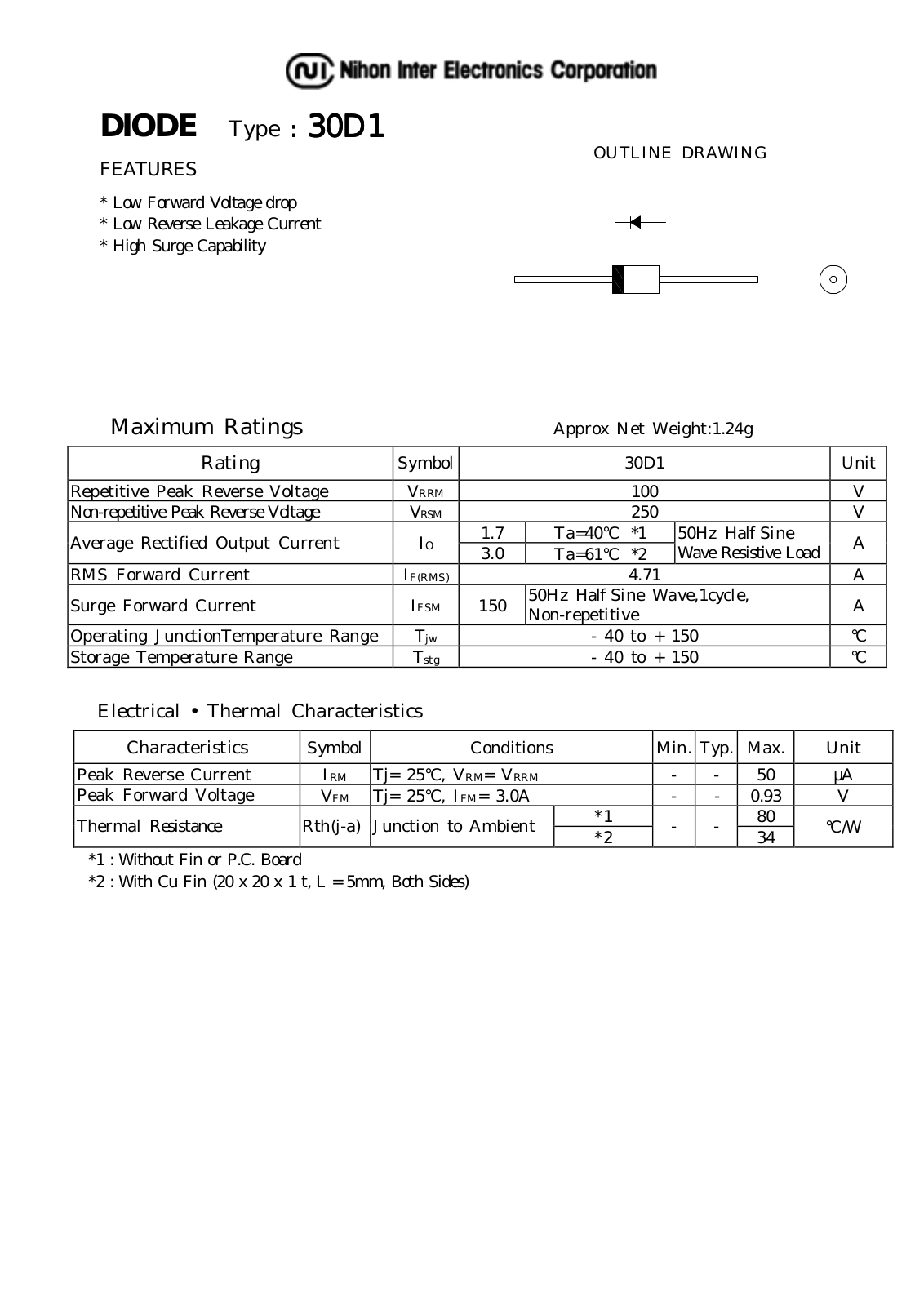 NIHON 30D1 Datasheet