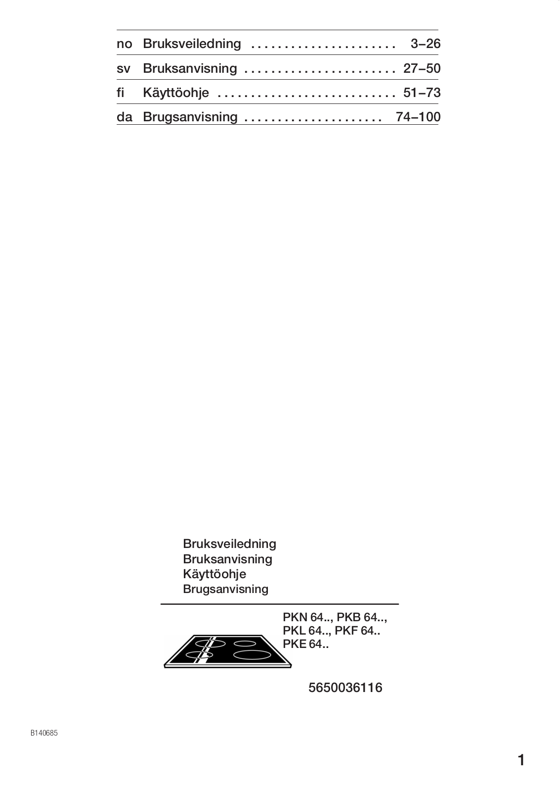 Bosch PKL645E01E, PKE647E01E, PKL646E01E, PKE646E01E, PKE646E01 User Manual