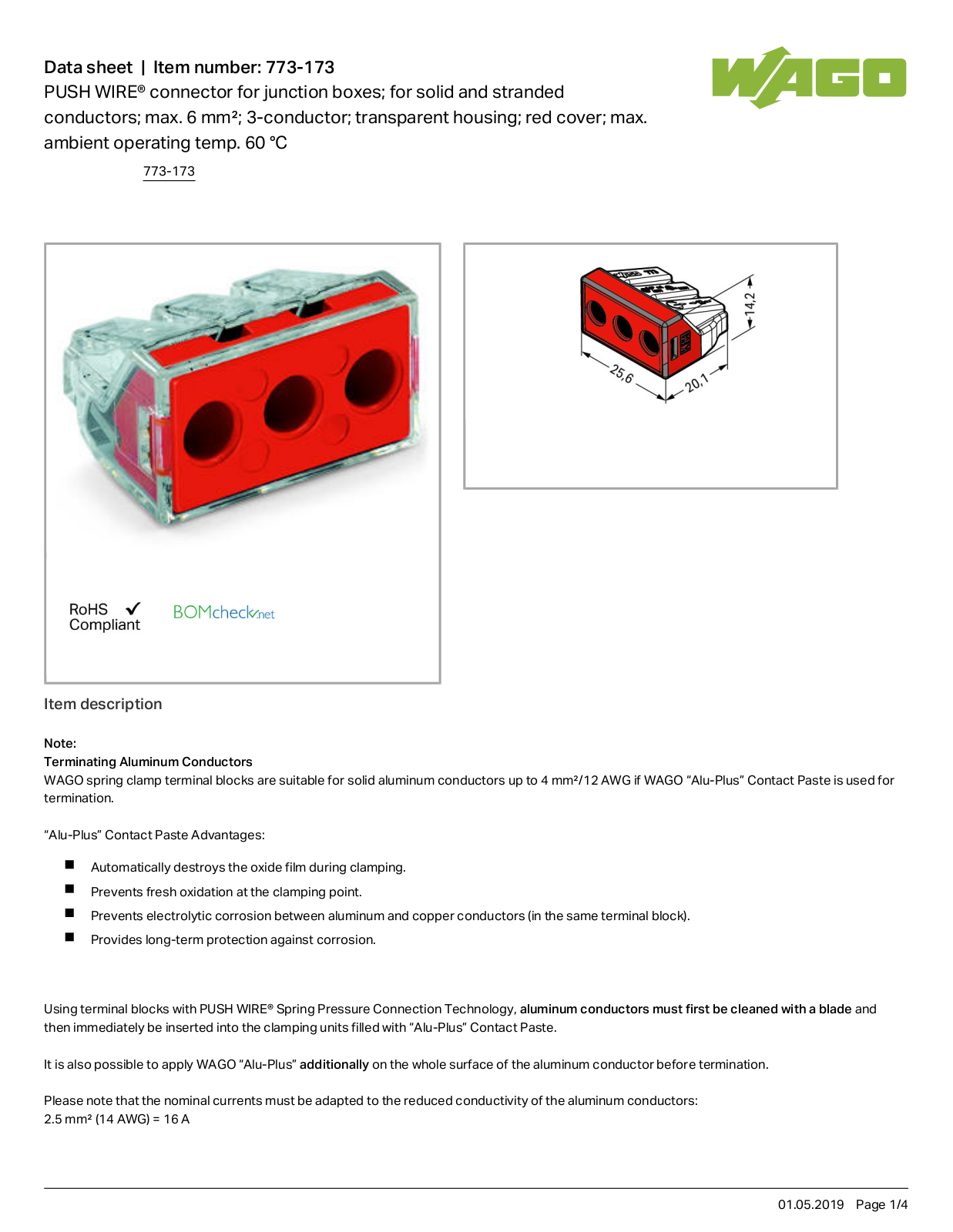 Wago 773-173 Data Sheet