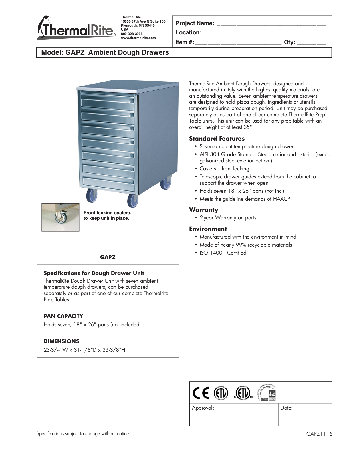 ThermalRite GAPZ User Manual