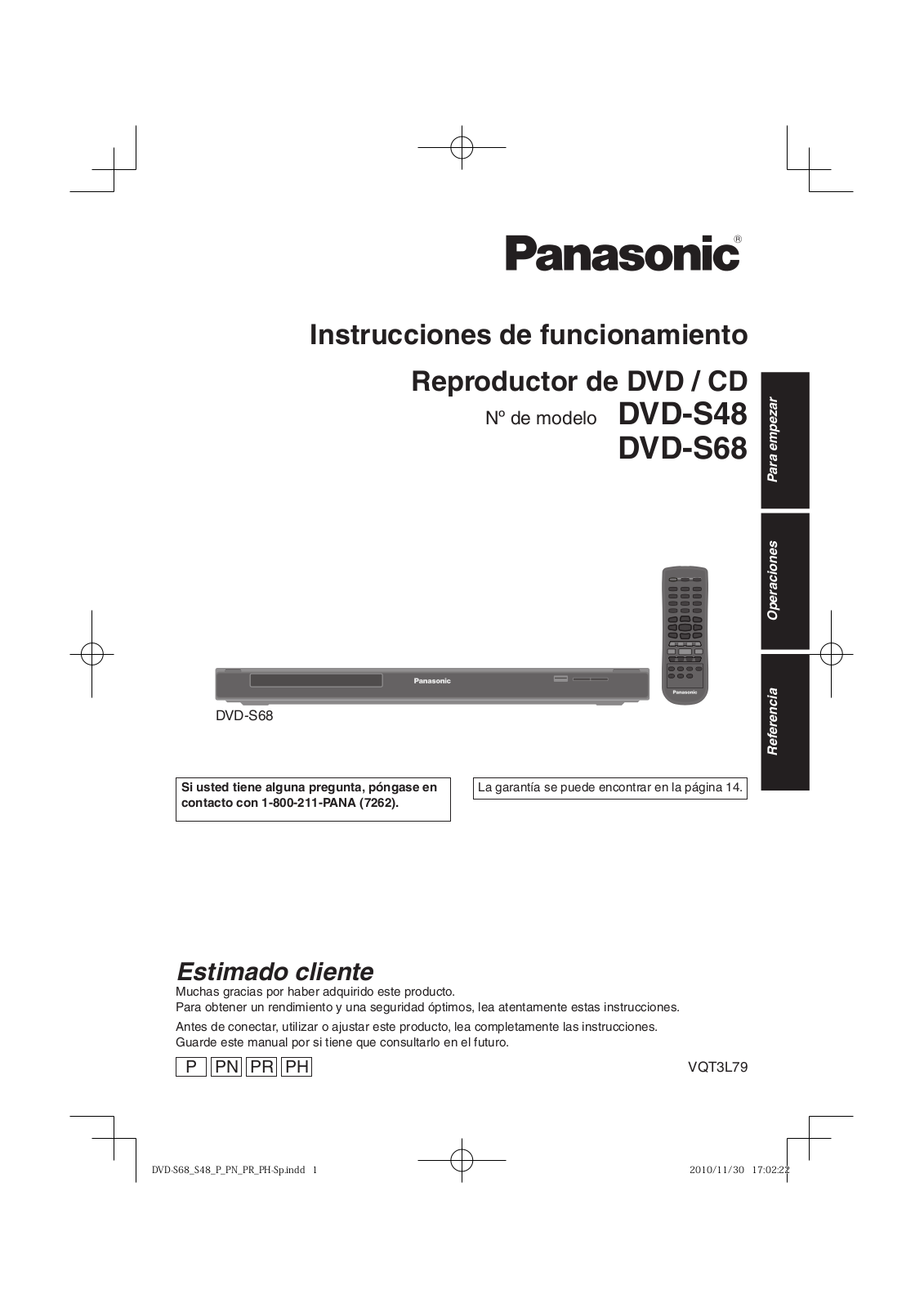 Panasonic DVD-S68 Operation Manual