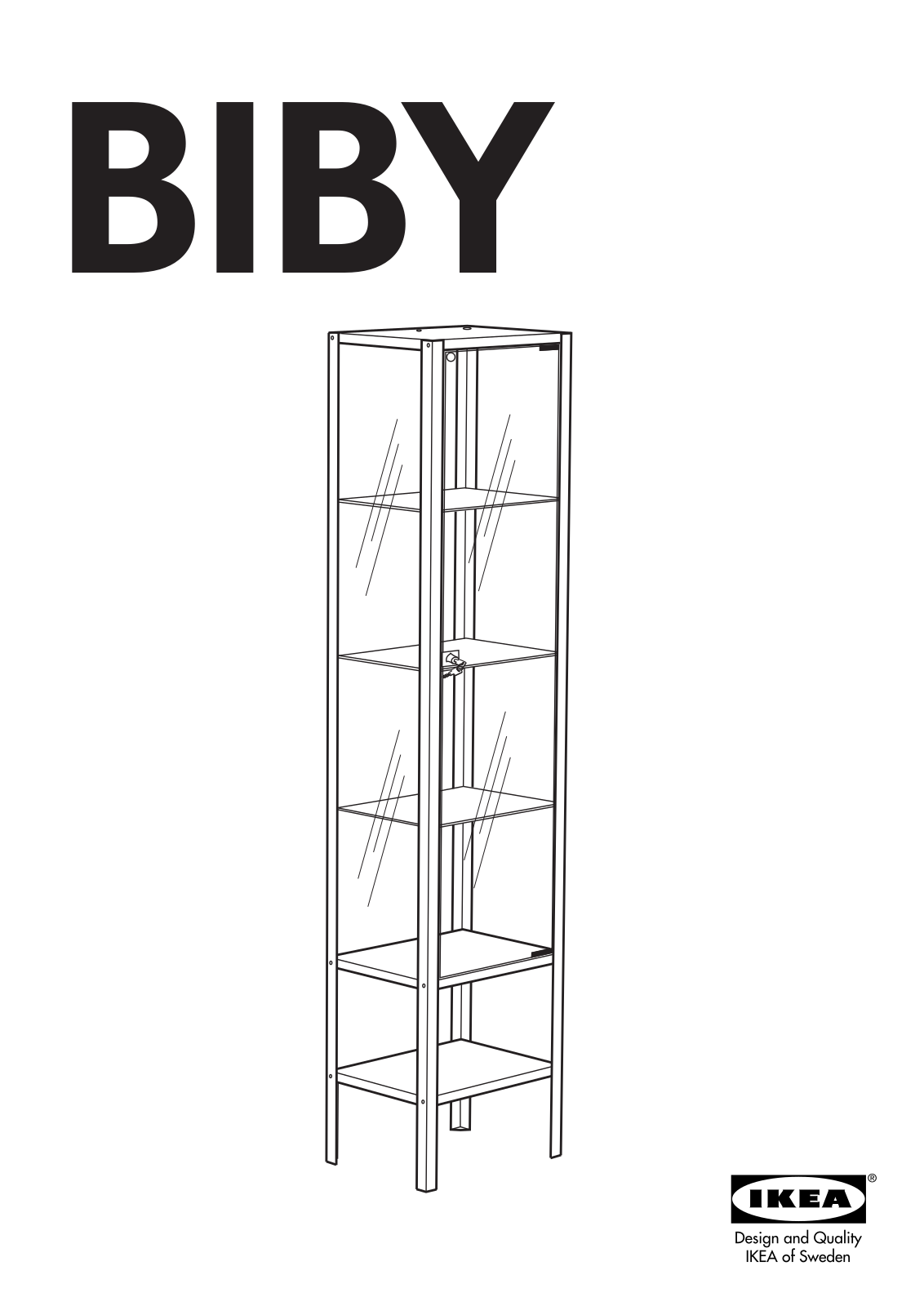 IKEA BIBY GLASS-DOOR CABINET 15 3-4X68 7-8 Assembly Instruction