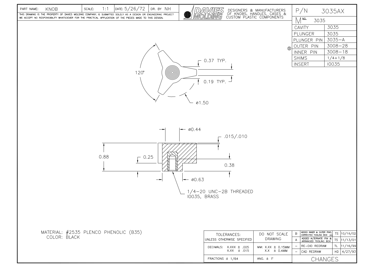 Davies Molding 3035AX Reference Drawing