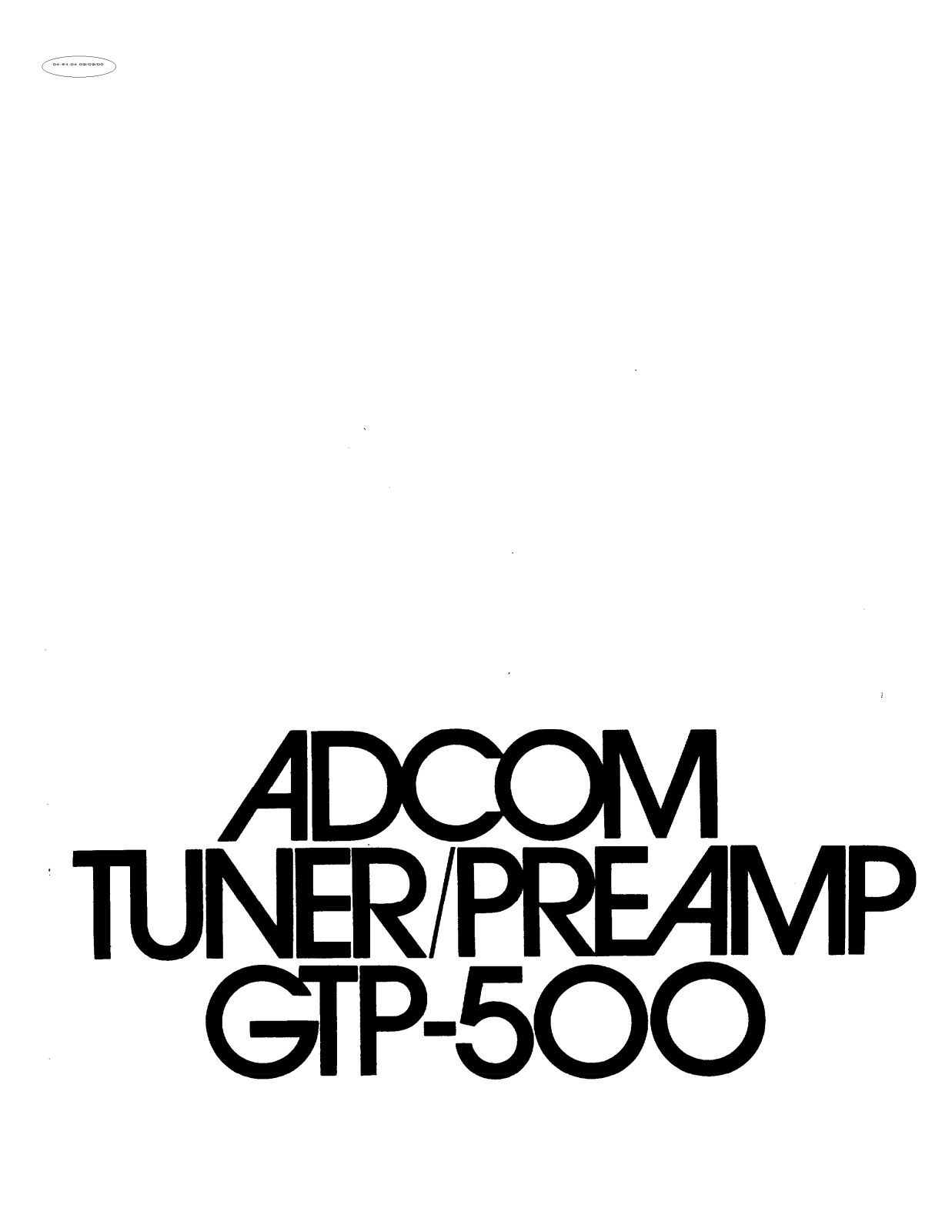 Adcom GTP-500 Owners manual