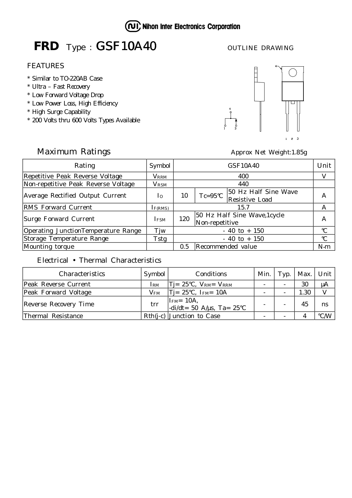 Datasheet GSF10A40 Datasheet (NIHON) - ManualMachine.com