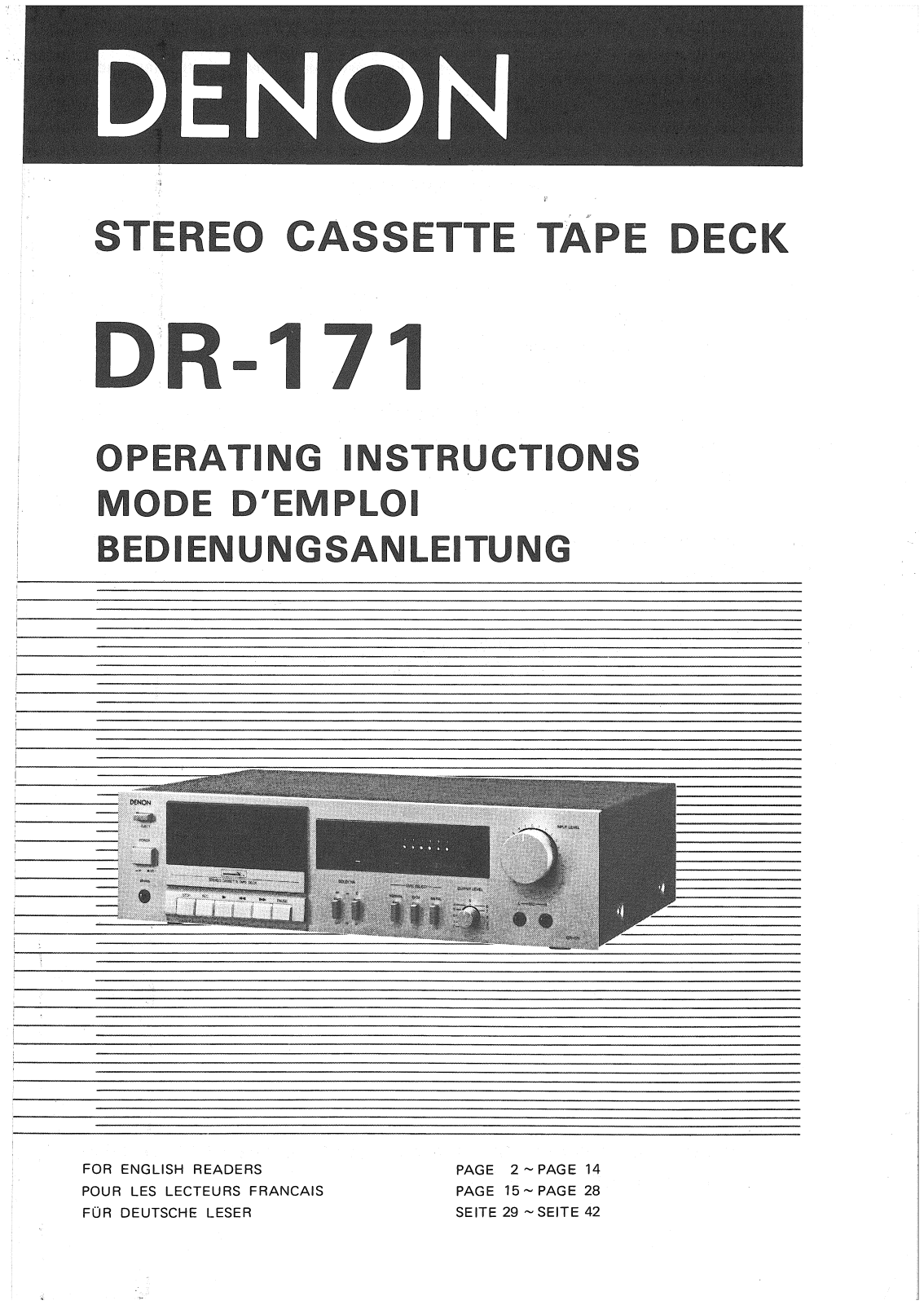 Denon DR-171 Owner's Manual