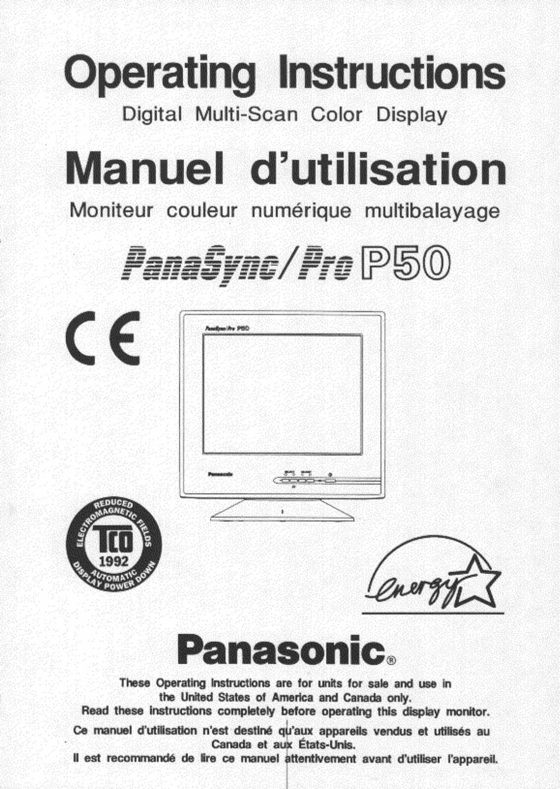 Panasonic p50 Operation Manual