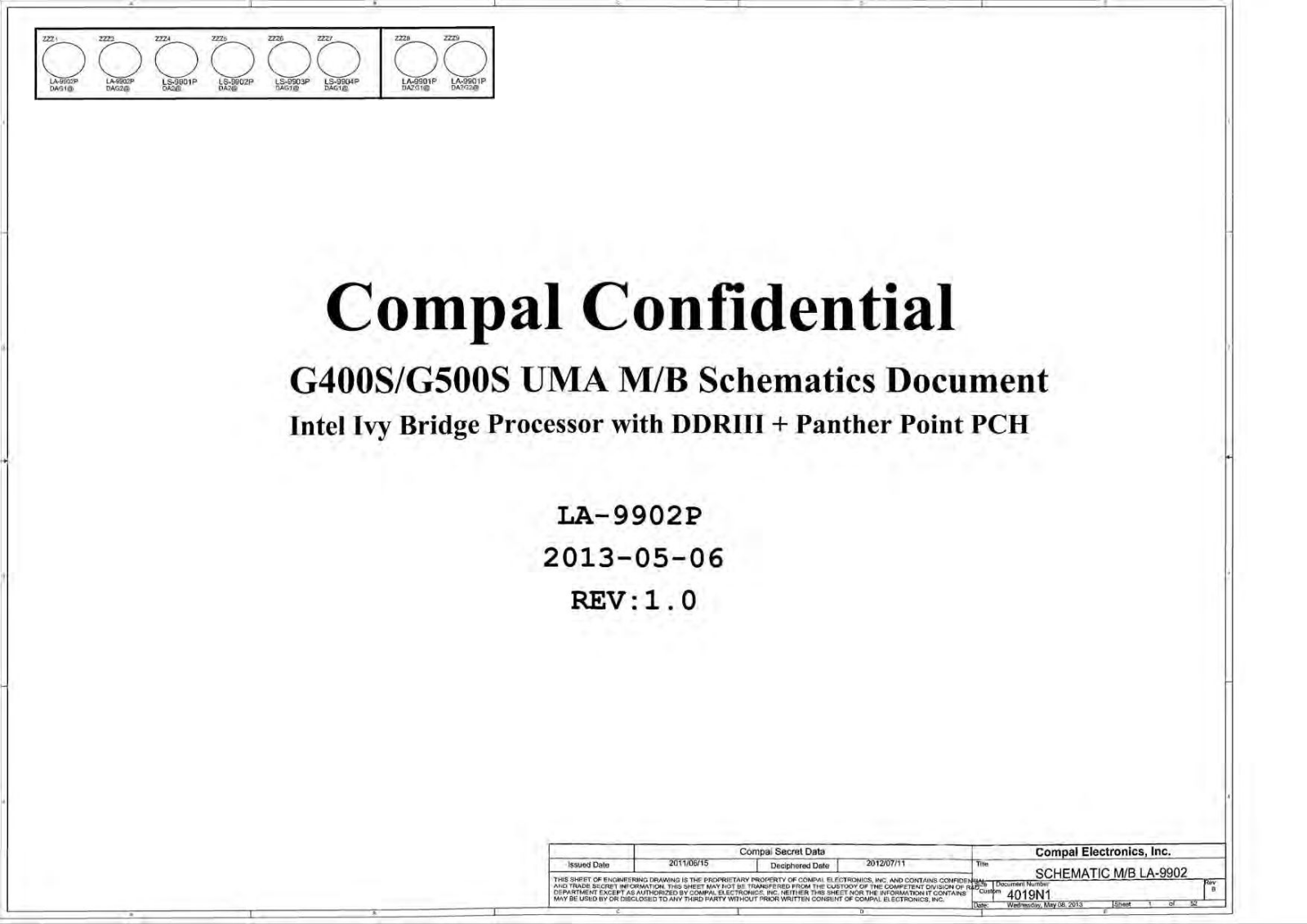 Compal LA-9902P G400S, G400s, G500s, LA-9902P G500S UMA Schematic