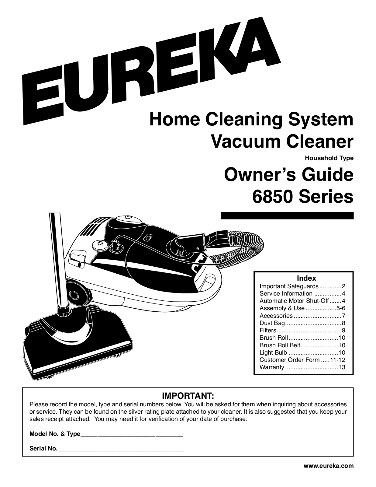 Eureka 6850 User Manual