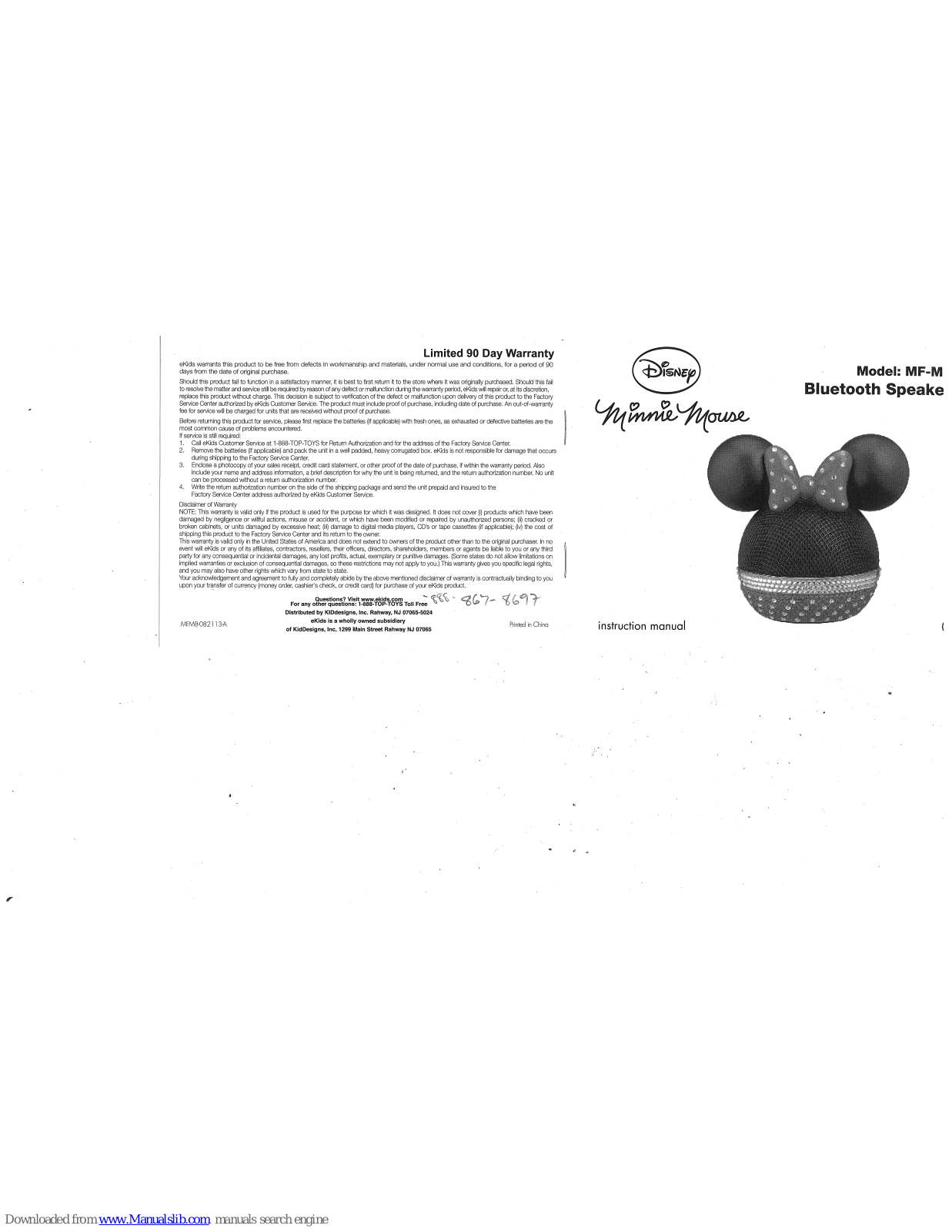 Disney MF-M8 Instruction Manual