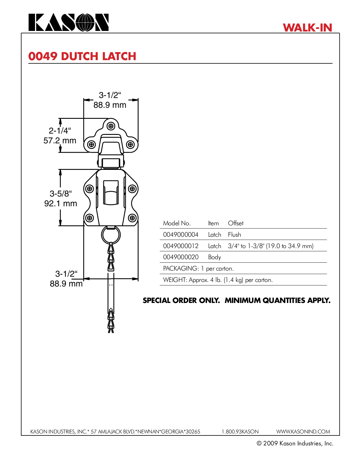 Star Manufacturing 0049, 0049000004, 0049000012, 0049000020 Specifications