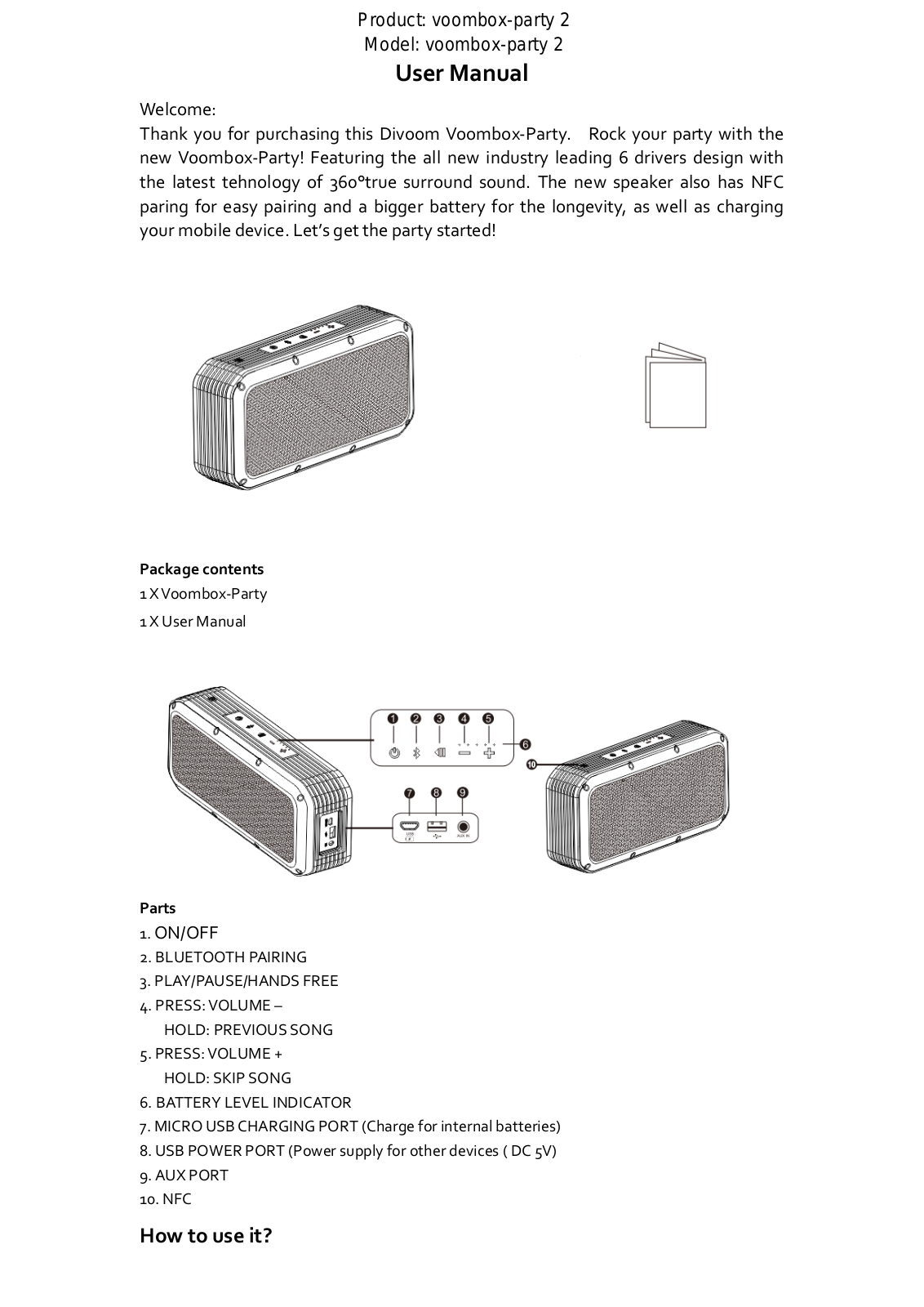 Divoom Technology VOOMBOX PARTY2 User Manual