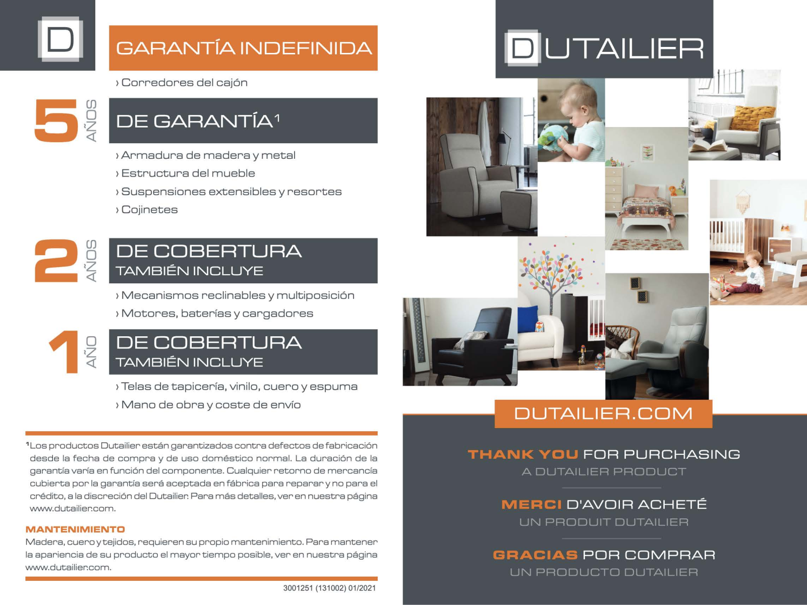 Dutailier W005113220 Owner Manual