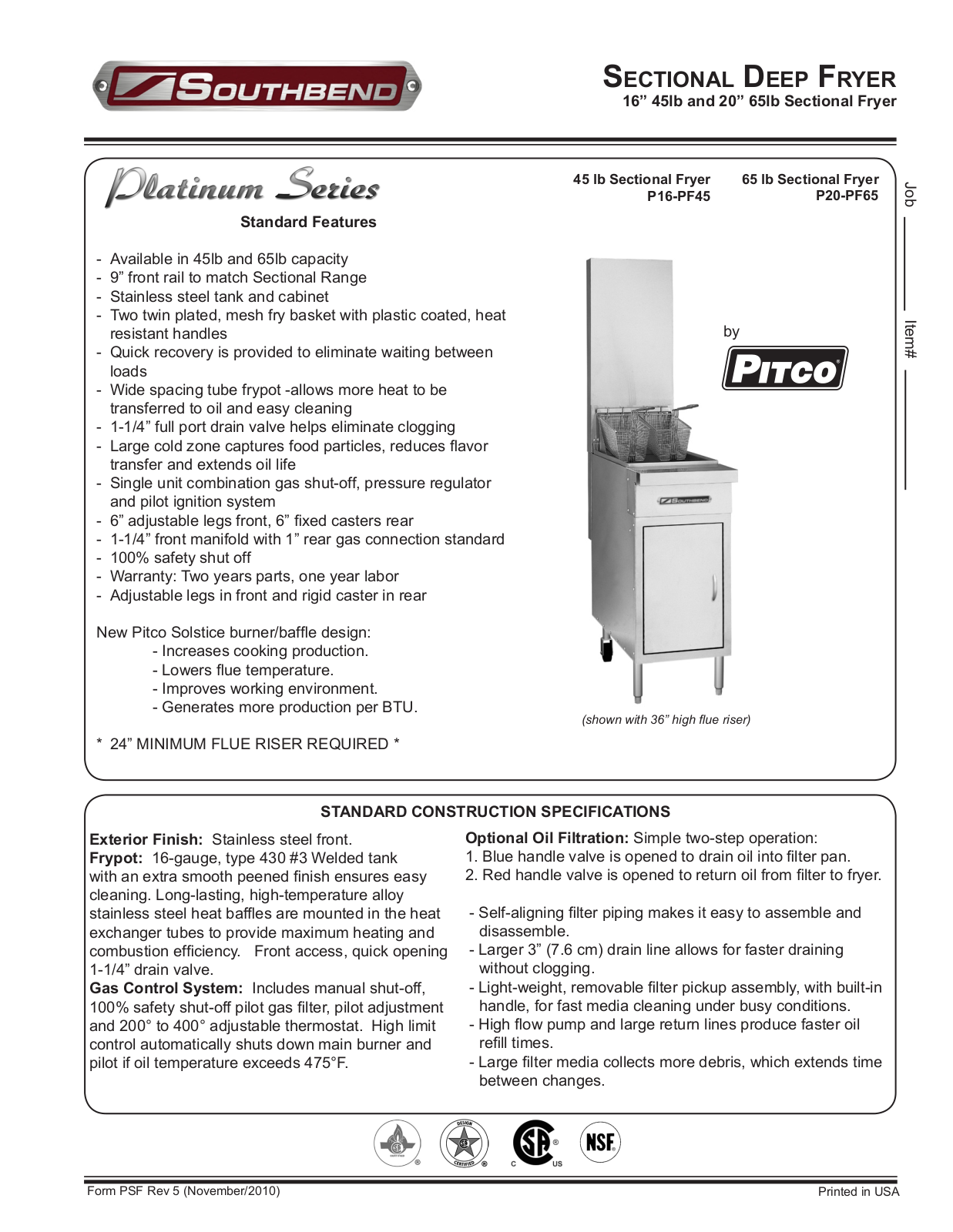 Southbend P16-PF45, P20-PF65 General Manual