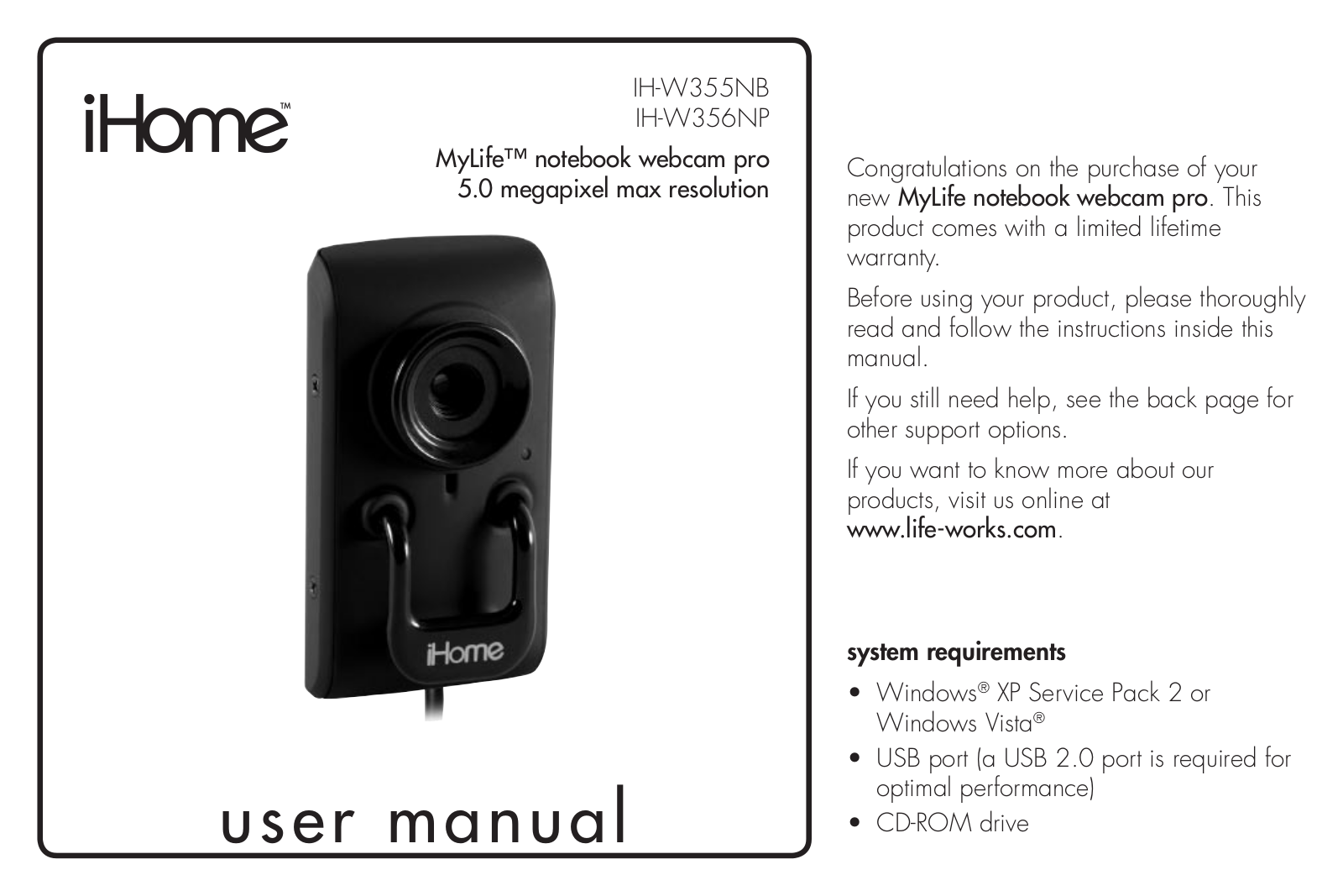 iHome IH-W356NP, IH-W355NB User Manual