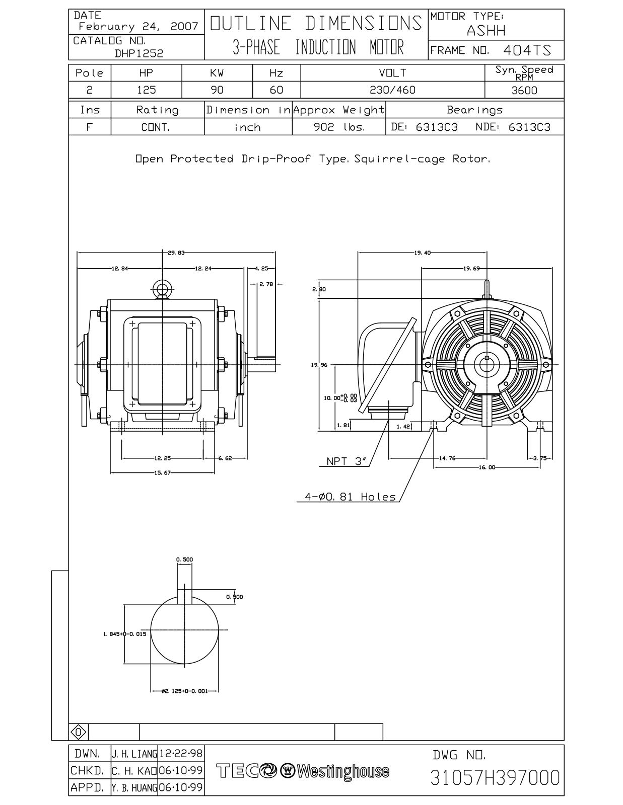 Teco DHP1252 Reference Drawing