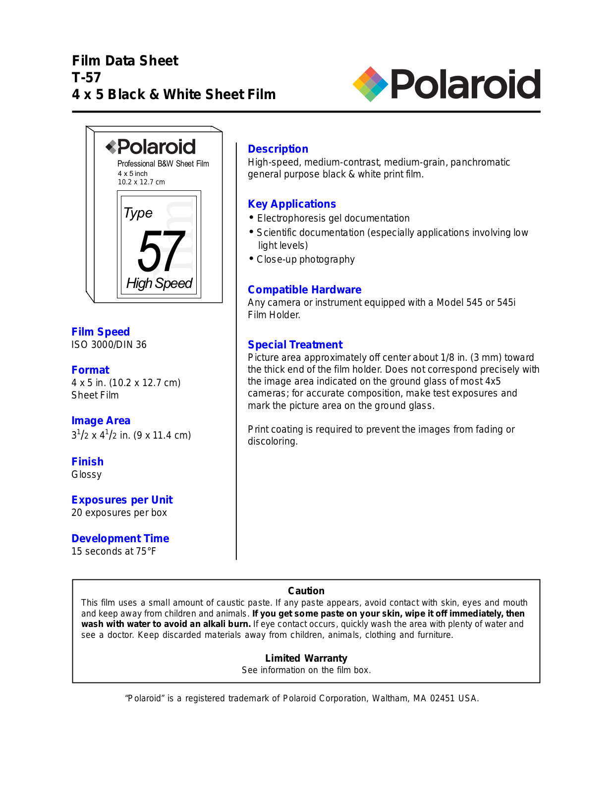 Polaroid T-57 User Manual