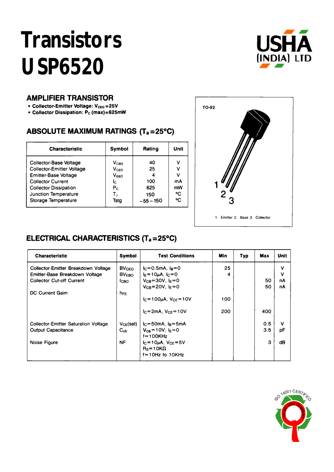 USHA USP6520 Datasheet