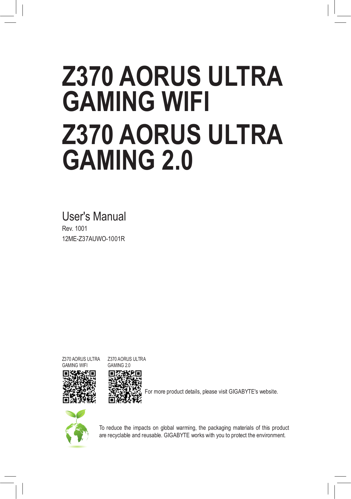 Gigabyte Z370 Aorus Ultra Gaming WIFI-OP Service Manual