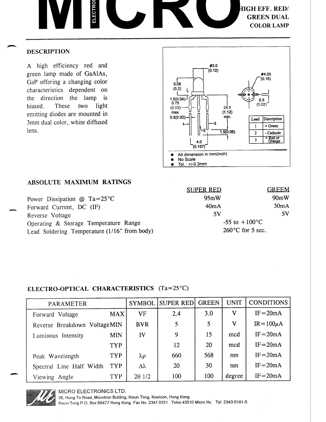 MICRO MSGB39WP Datasheet