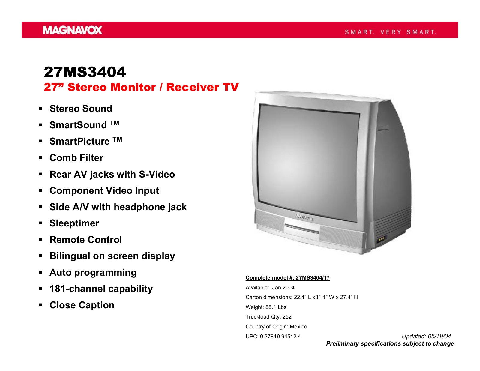 Magnavox 27ms3404-17 User Manual