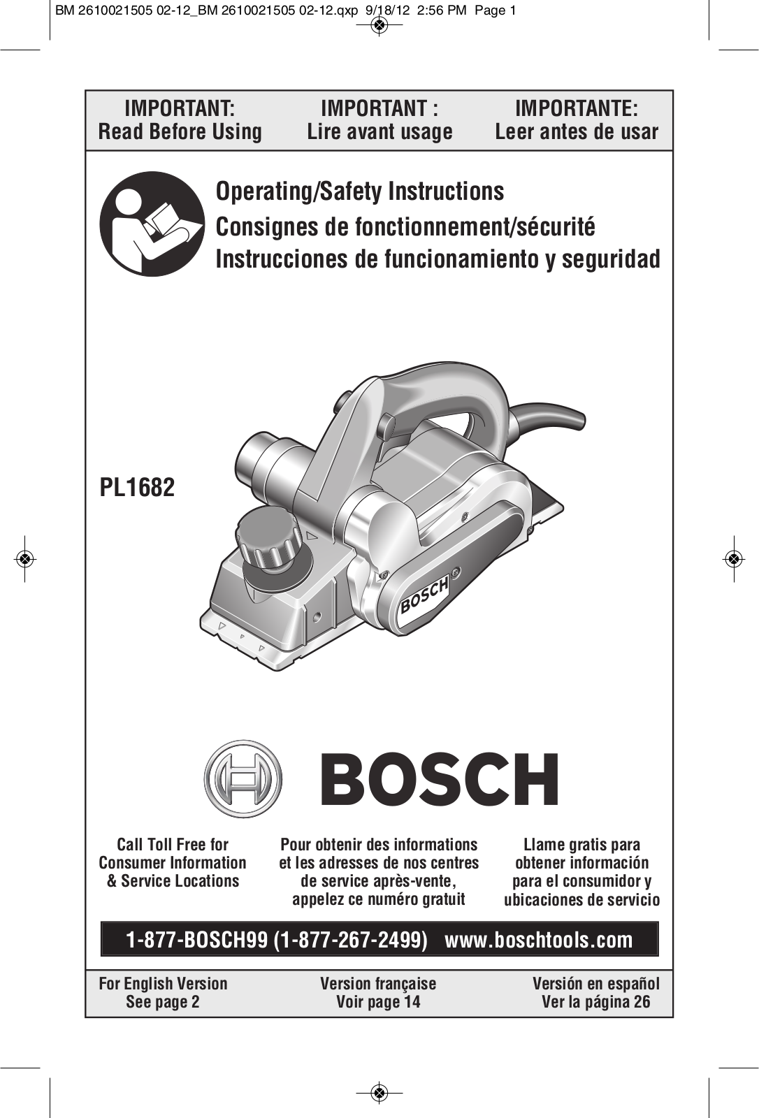 Bosch Power Tools PL1682 User Manual