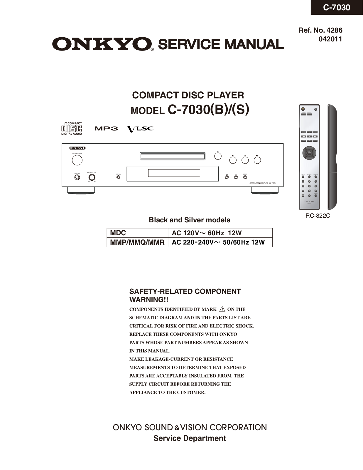 Onkyo C-7030 SERVICE MANUAL