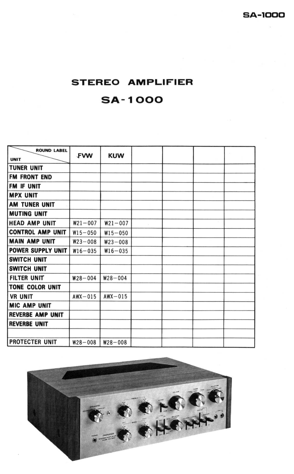 PIONEER SA 1000 Service Manual