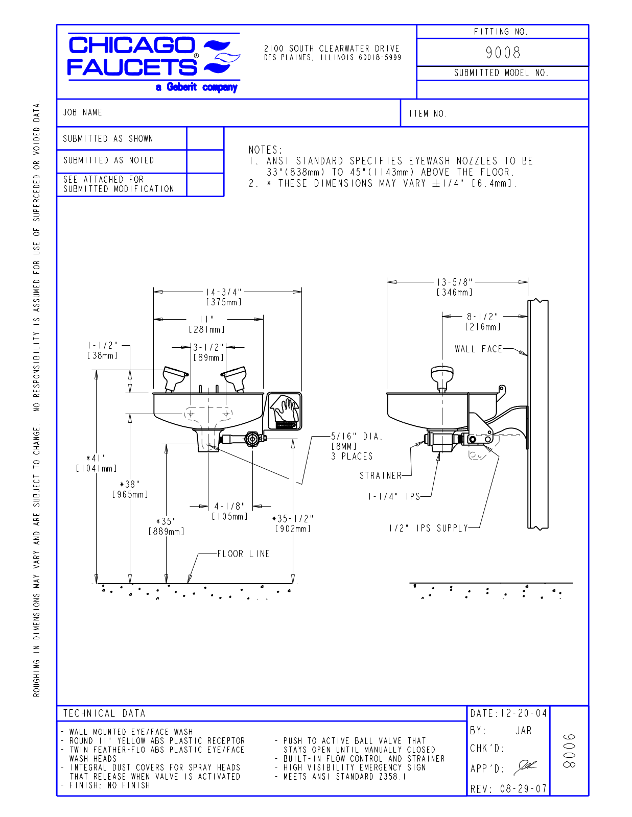 Chicago Faucet 9008-NF User Manual