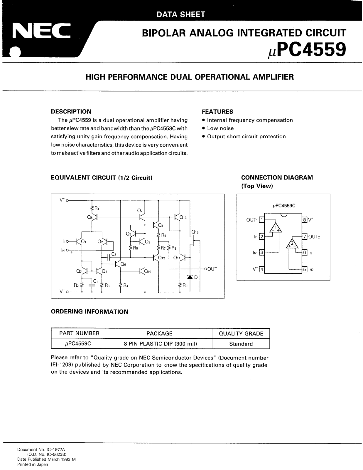 NEC UPC4559C Datasheet