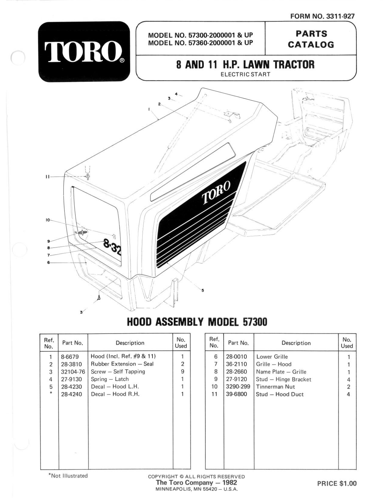 Toro 57360, 59155, 57300 Parts Catalogue