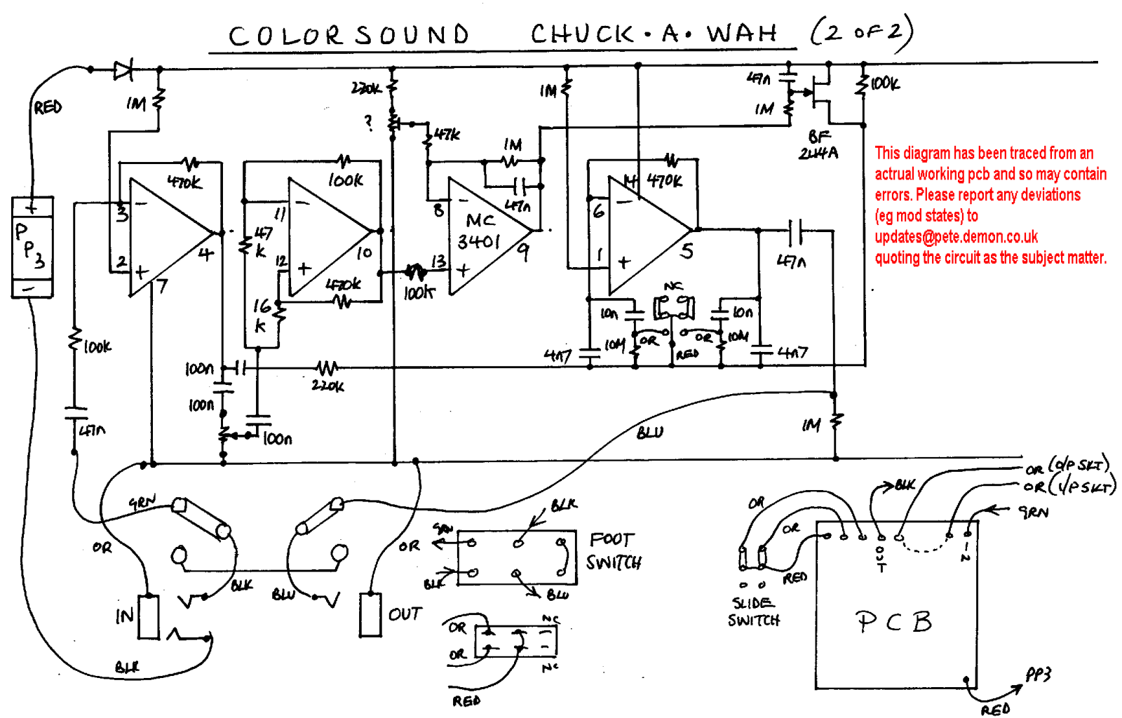 Colorsound chuck a wah fet schematic