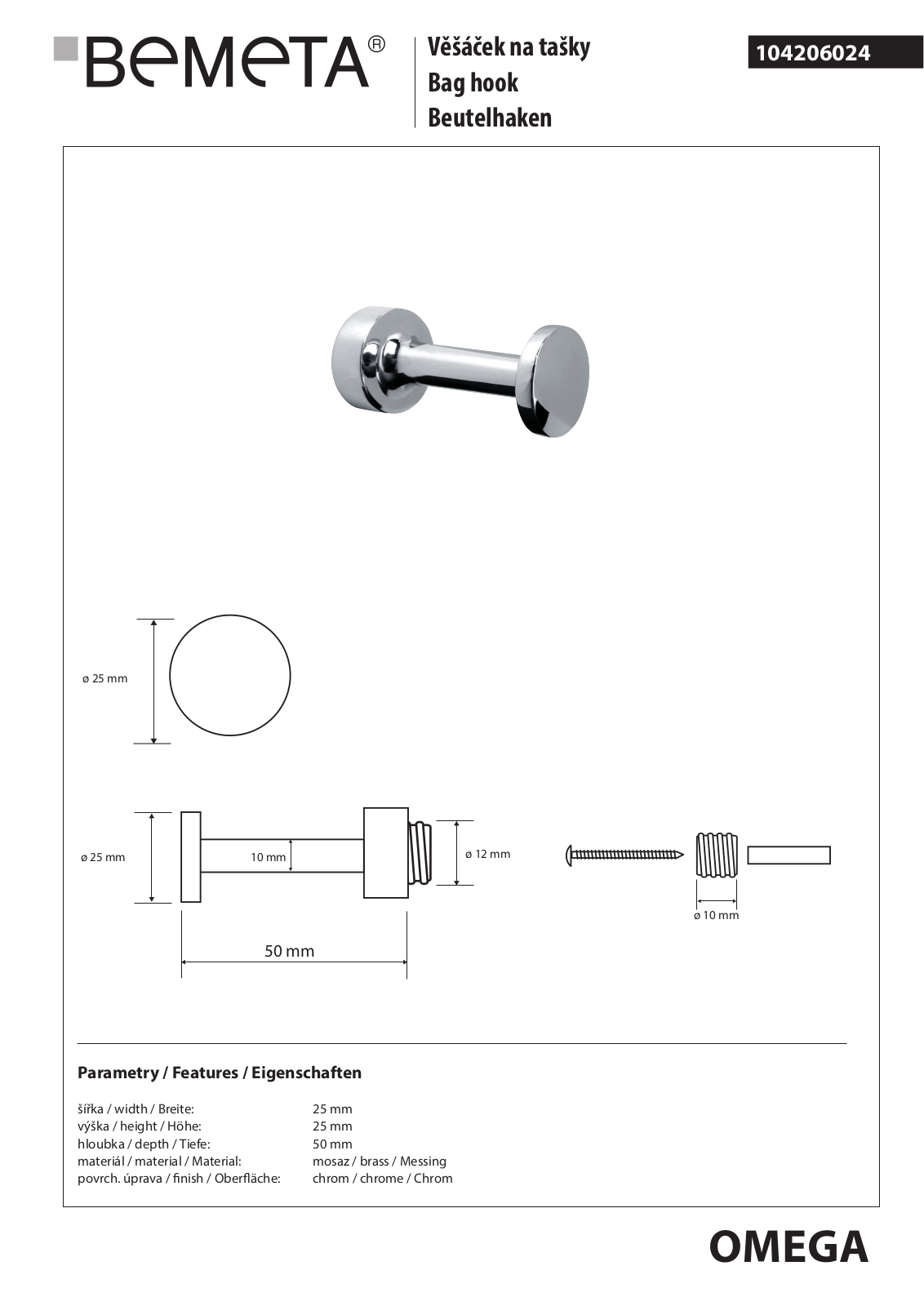 Bemeta Omega 104206024 User guide