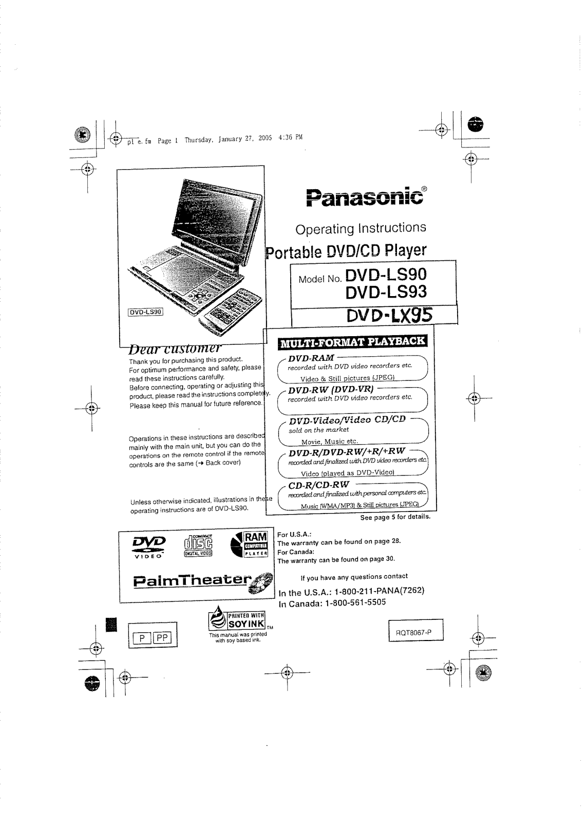 Panasonic DVDLX95 Users Manual