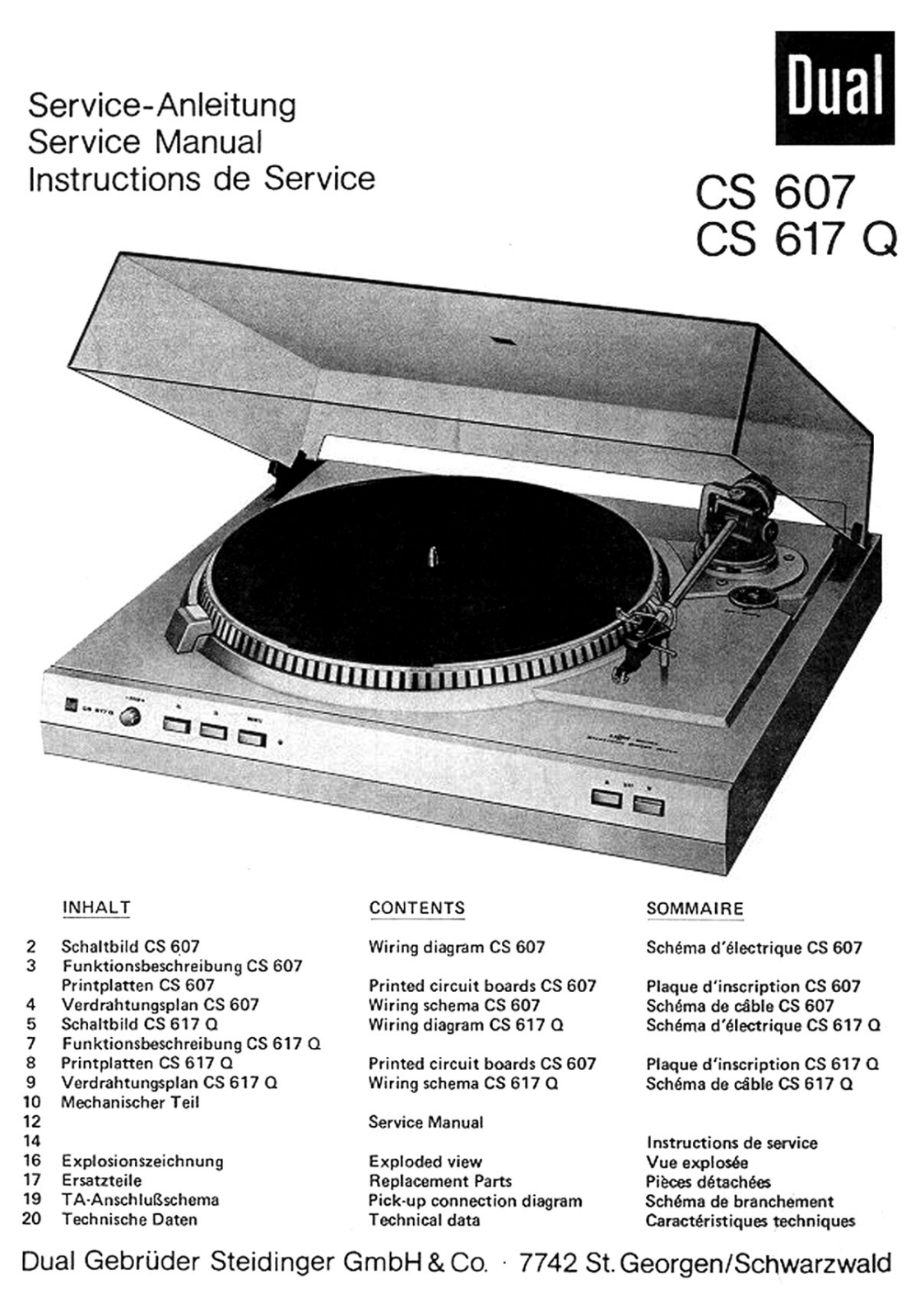 Dual CS-607, CS-617-Q Service manual