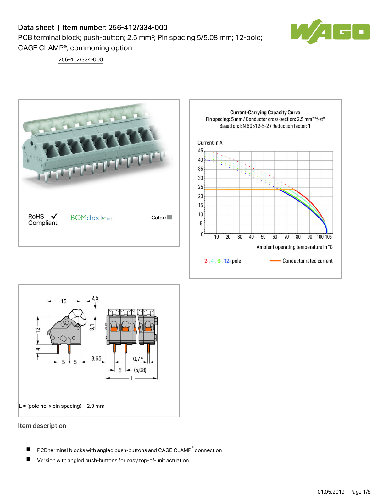 Wago 256-412/334-000 Data Sheet