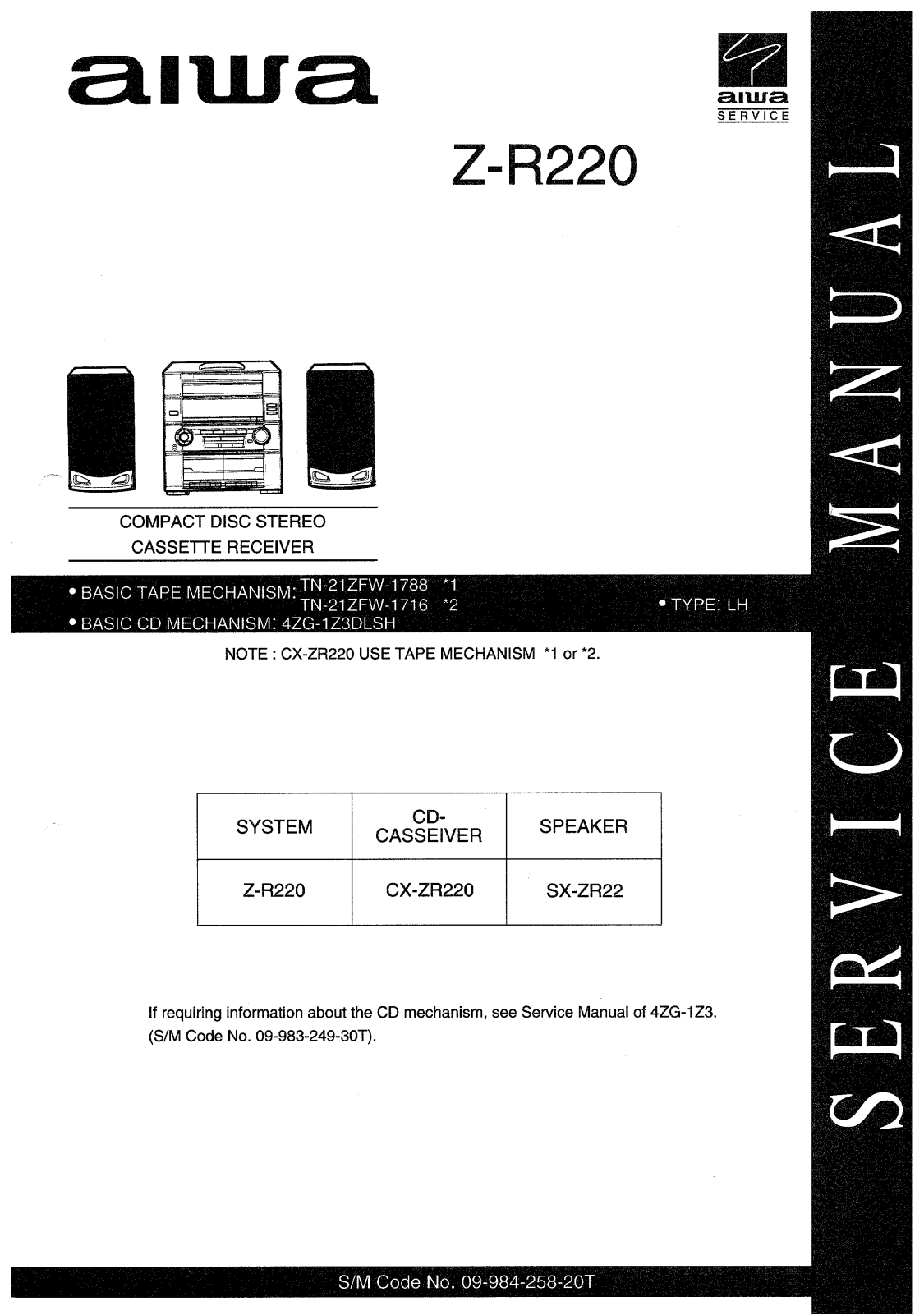 Aiwa CX ZR220 Service Manual