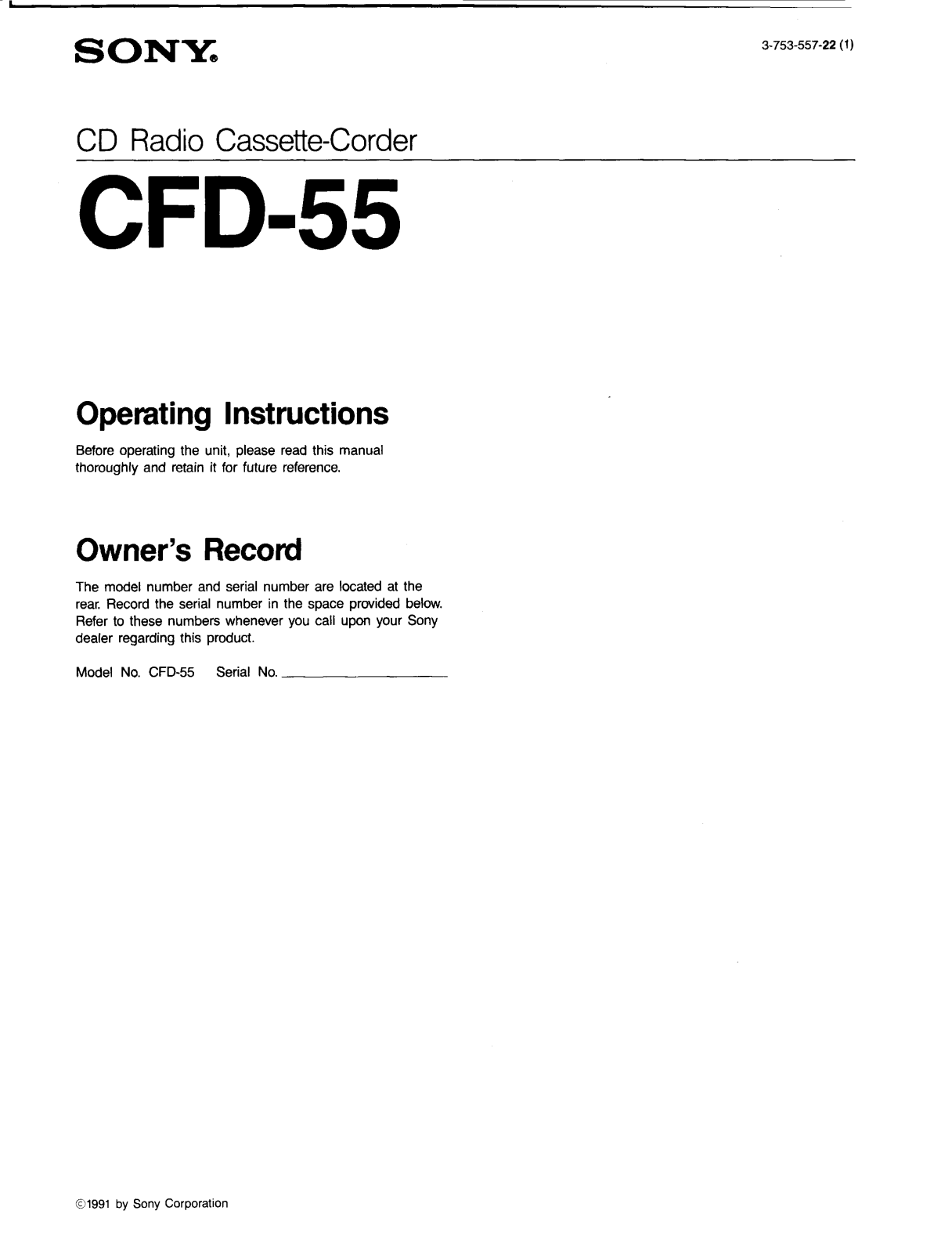 Sony CFD-55 User Manual