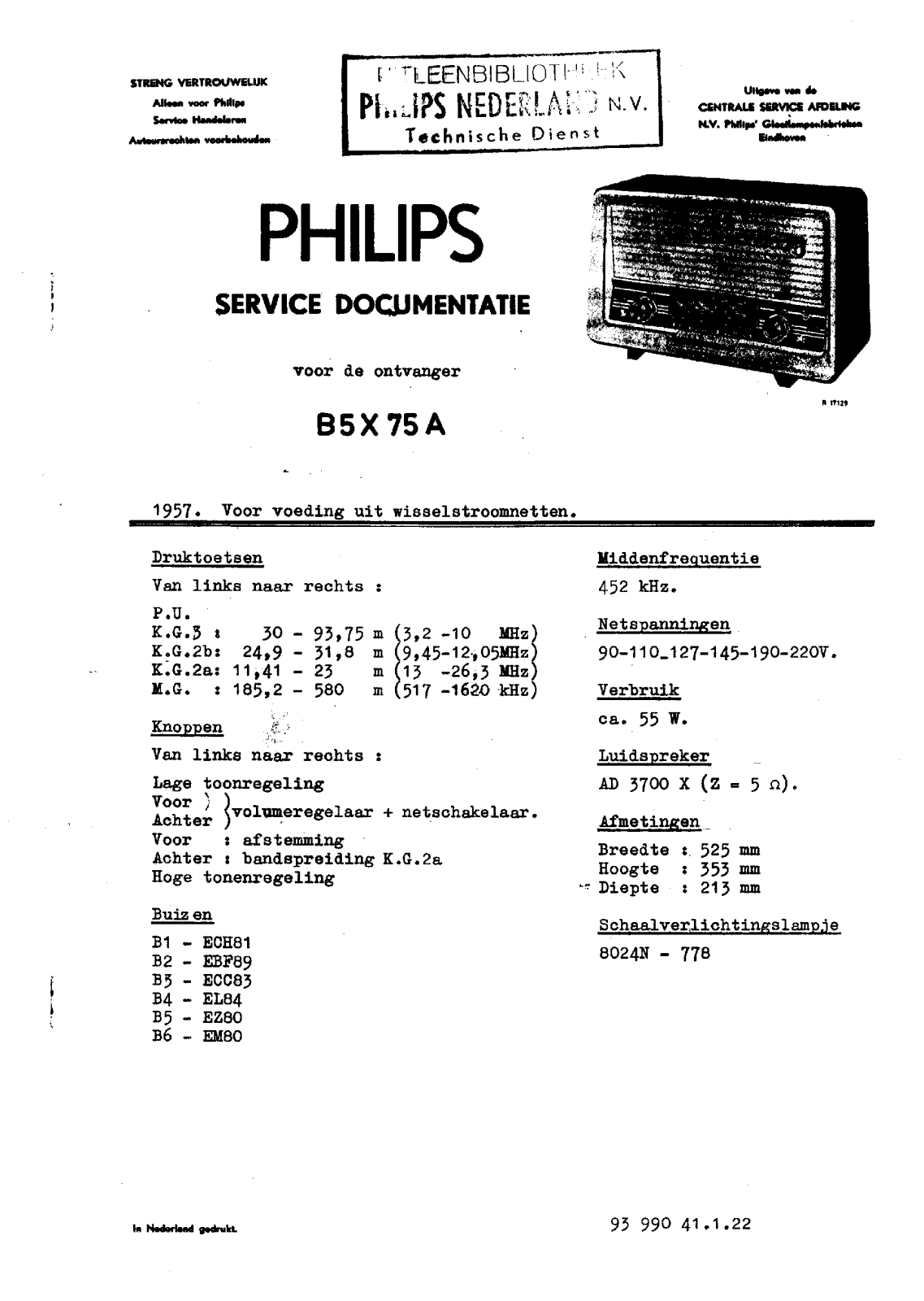 Philips B-5-X-75-A Service Manual