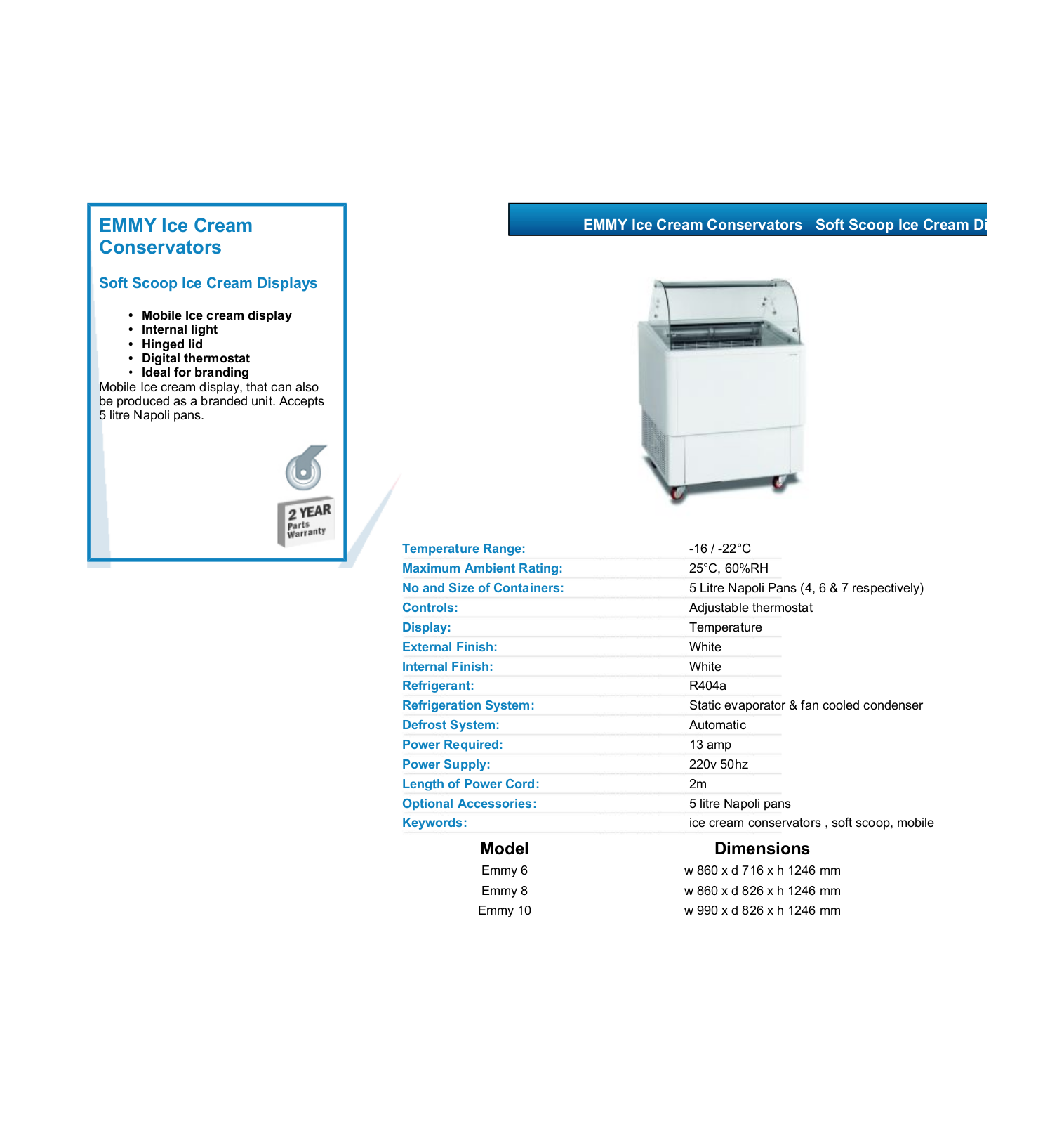 Valera EMMY 6, EMMY 8, EMMY 10 DATASHEET